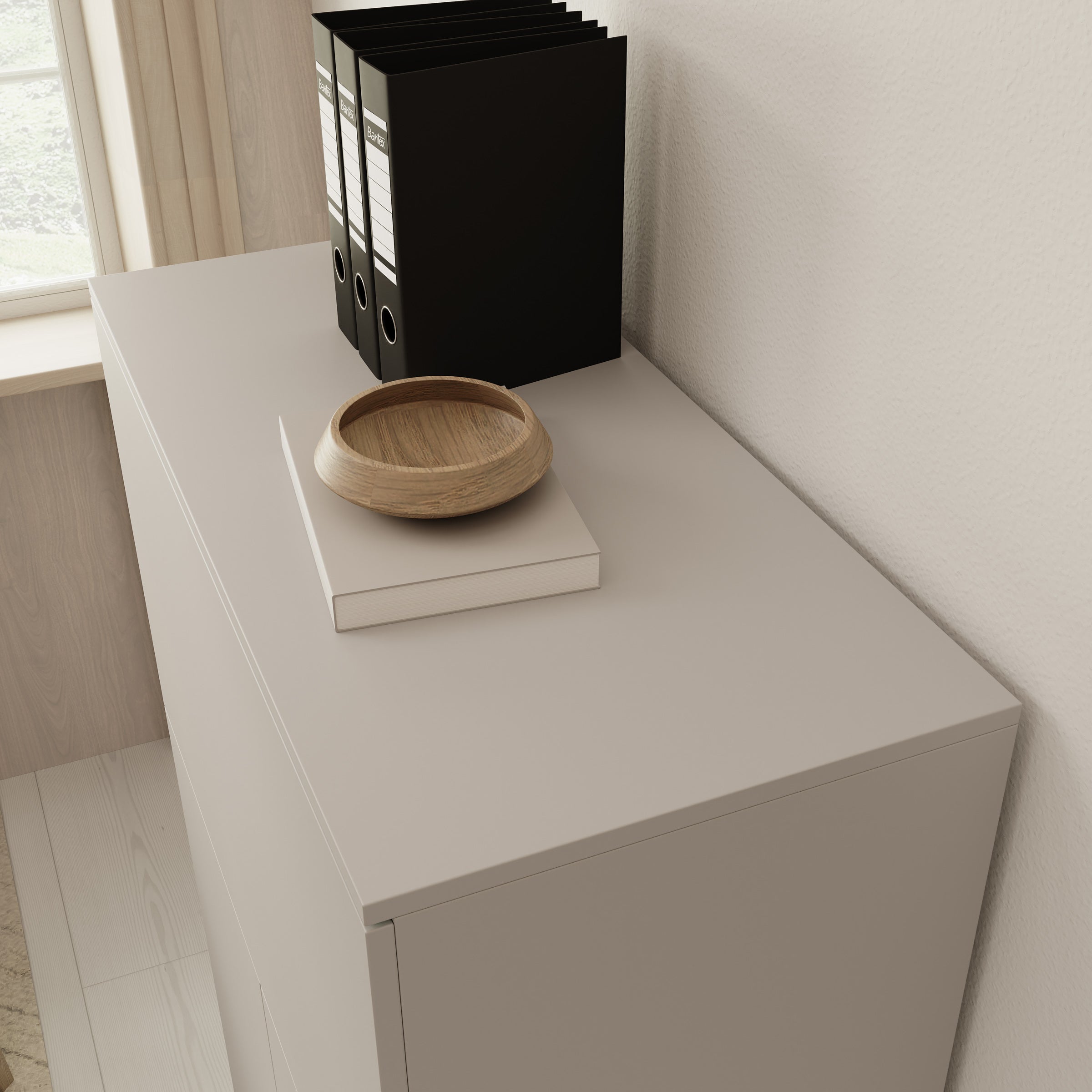 Verity - Bureau uitklapbaar met LED - Beige - 90x42x125 cm