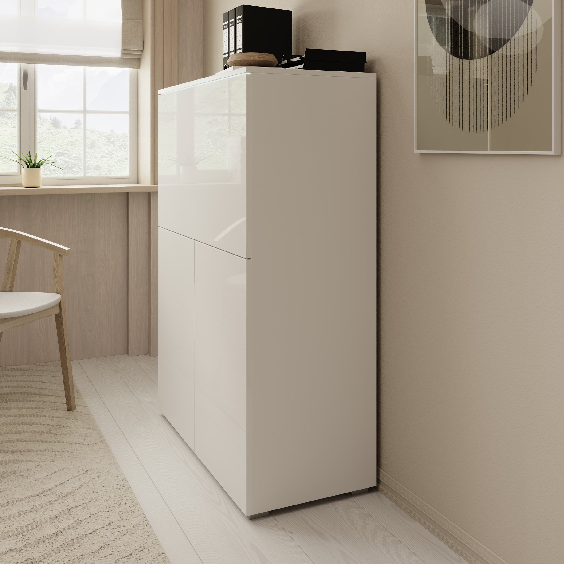 Verity - Bureau uitklapbaar met LED - Wit - 90x42x125 cm