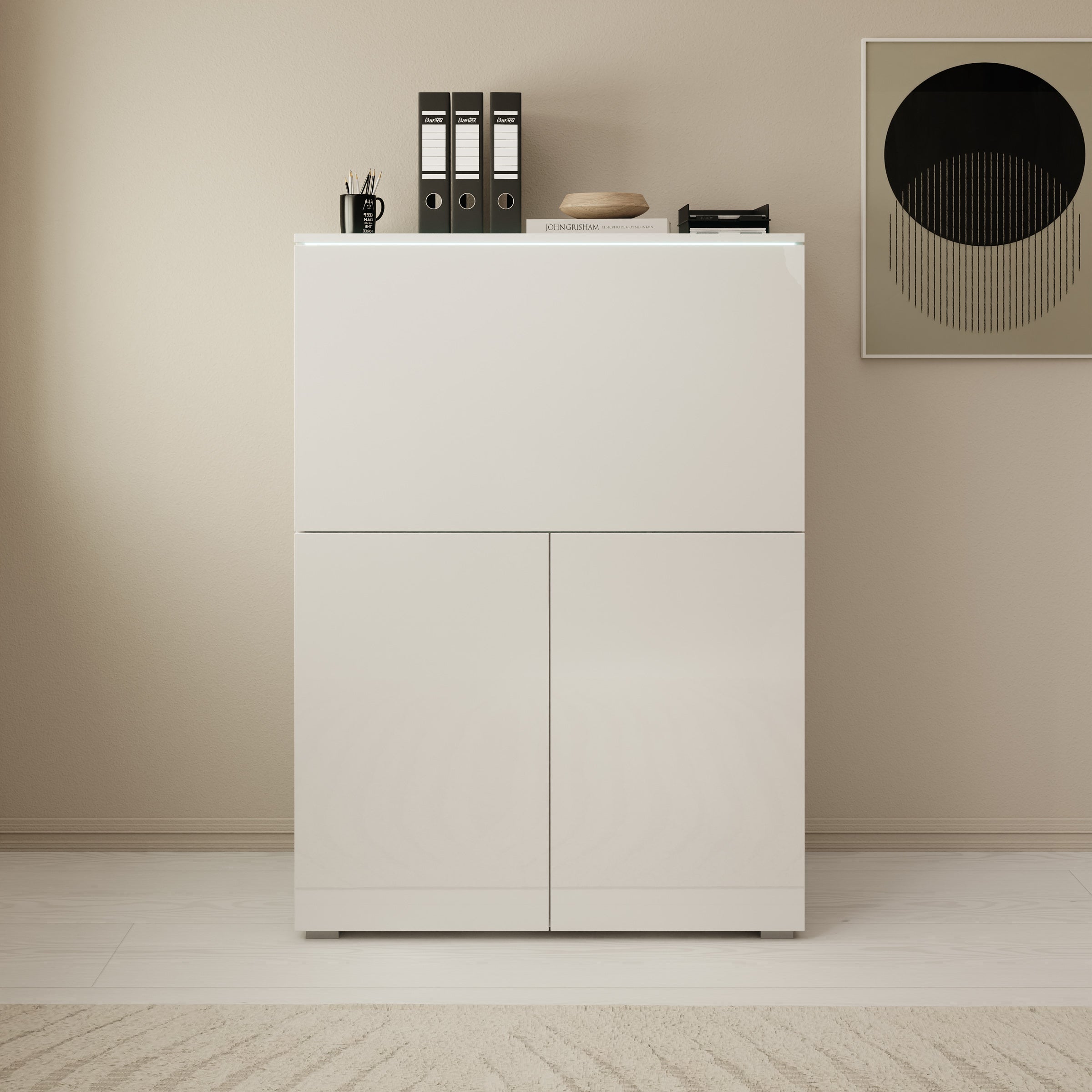 Verity - Bureau uitklapbaar met LED - Wit - 90x42x125 cm