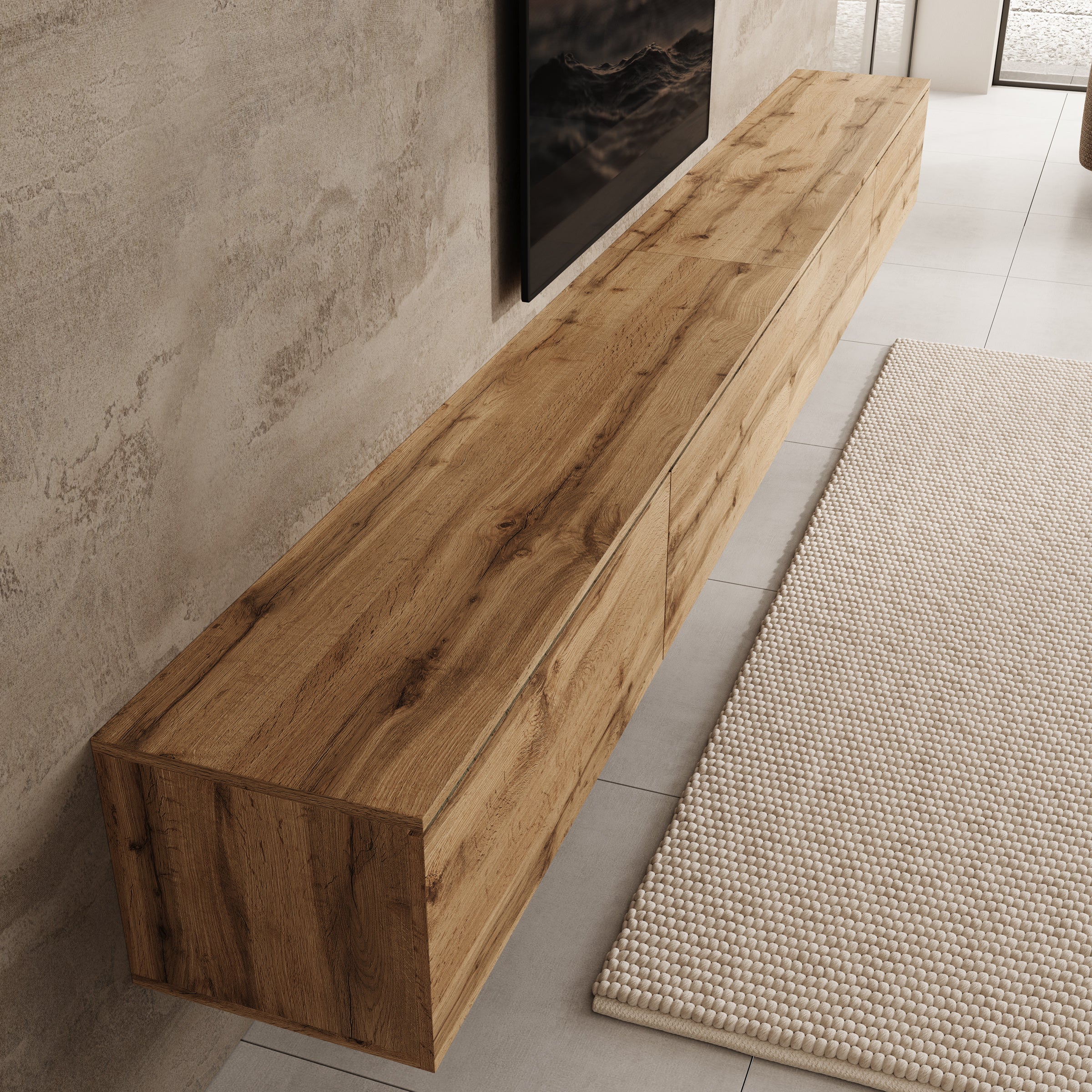 Verity - TV-Meubel met LED - Eikenpatroon - 300x33x32 cm