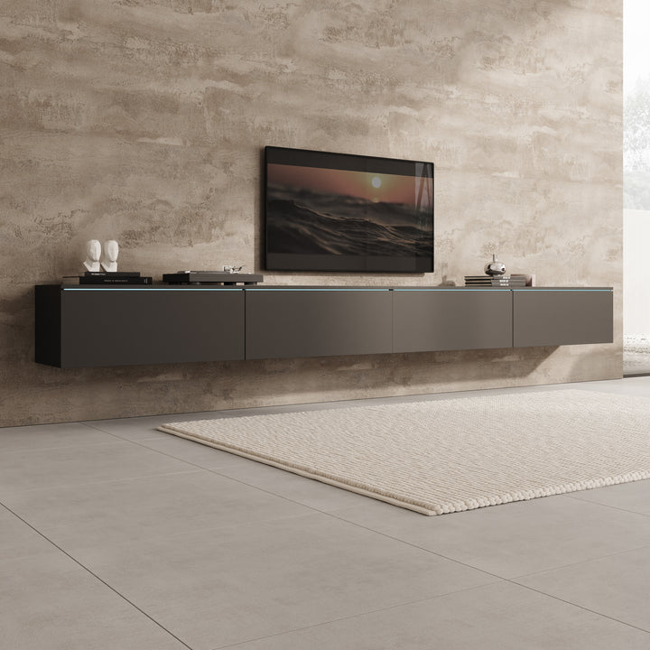 Verity - TV-Meubel met LED - Zwart - 300x33x32 cm