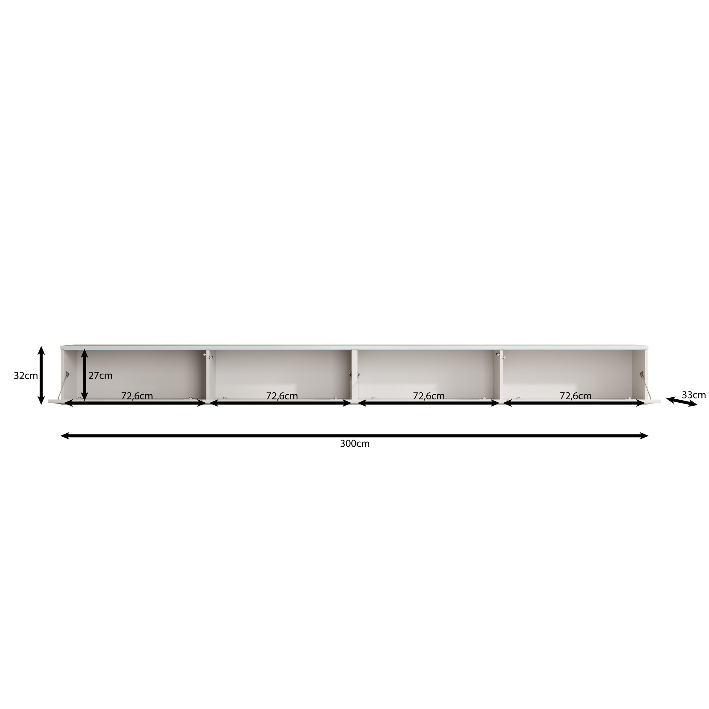 Verity - TV-Meubel met LED - Zwart - 300x33x32 cm