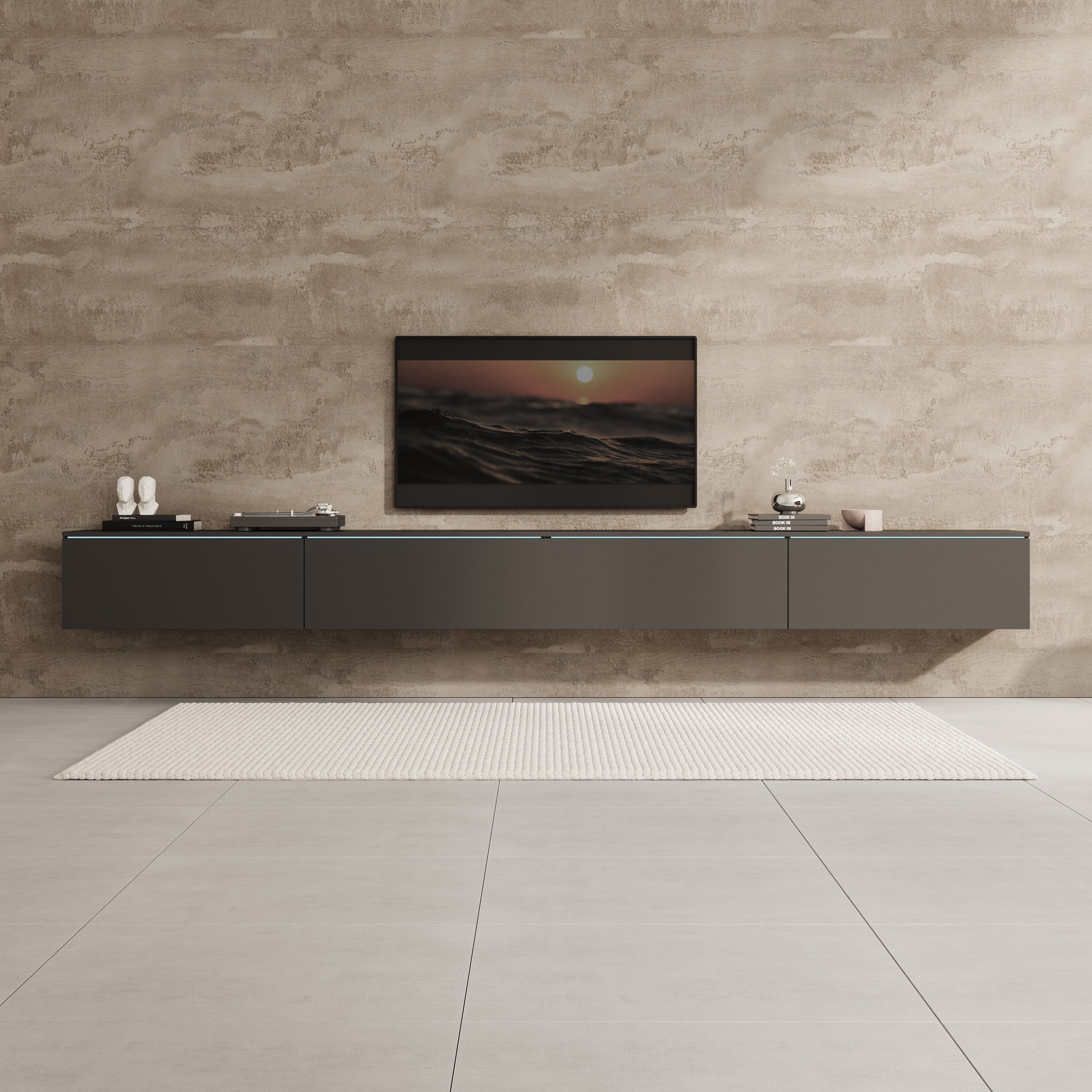 Verity - TV-Meubel met LED - Zwart - 300x33x32 cm