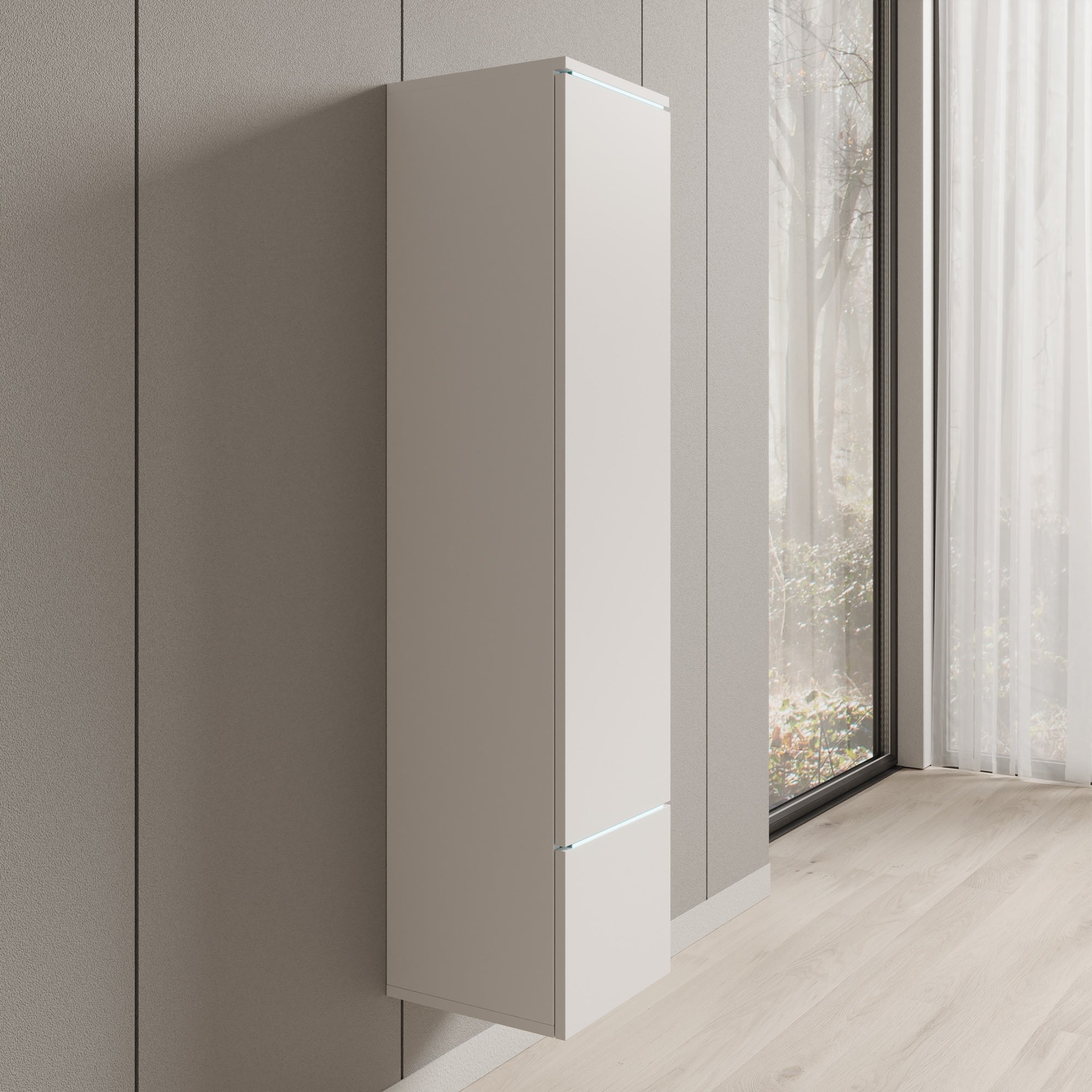 Verity - Vitrinekast met LED - Wit - 30x33x130 cm