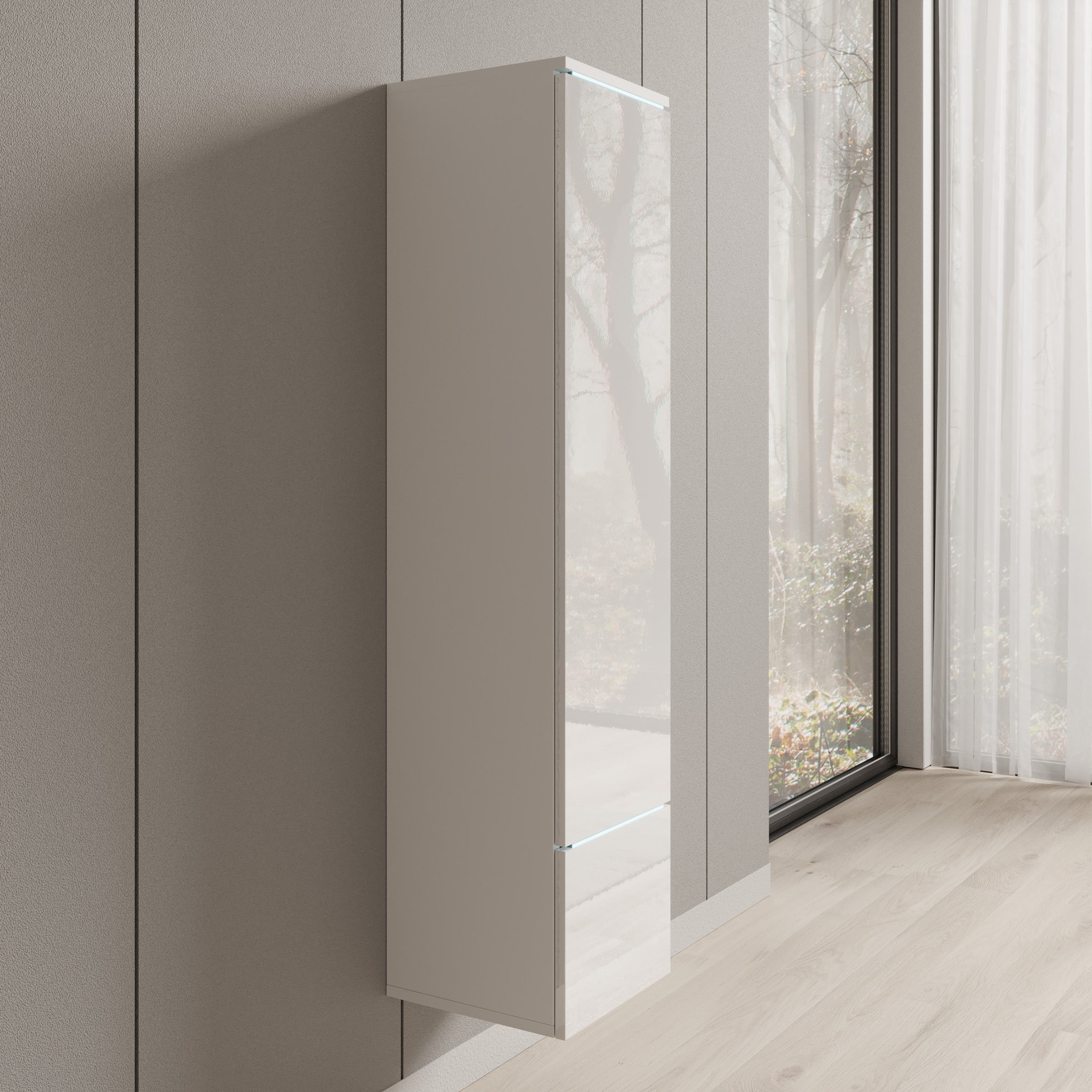 Verity - Vitrinekast met LED - Wit - 30x33x130 cm