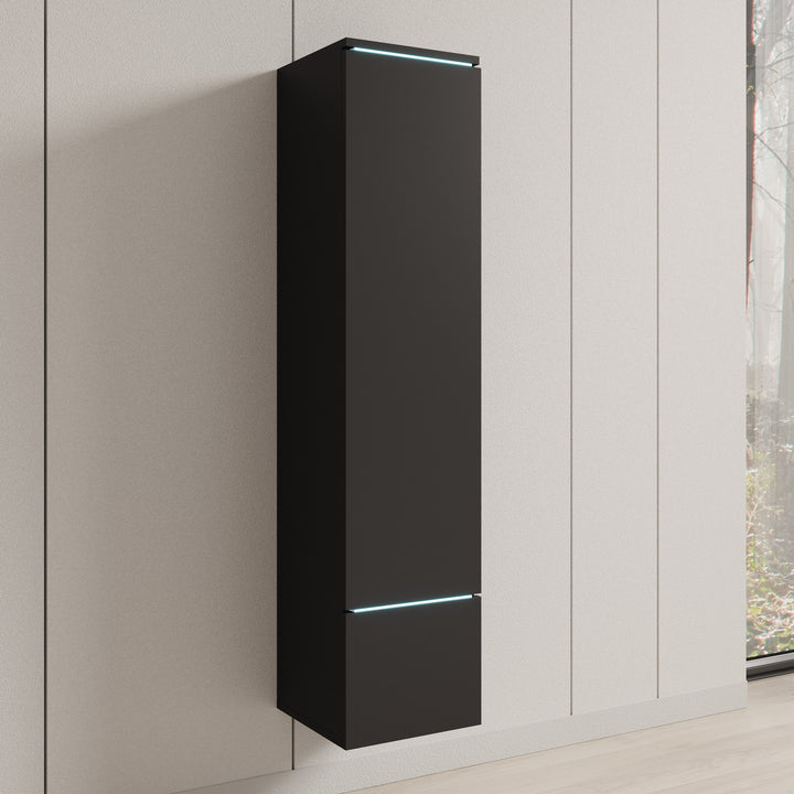 Verity - Vitrinekast met LED - Zwart - 30x33x130 cm