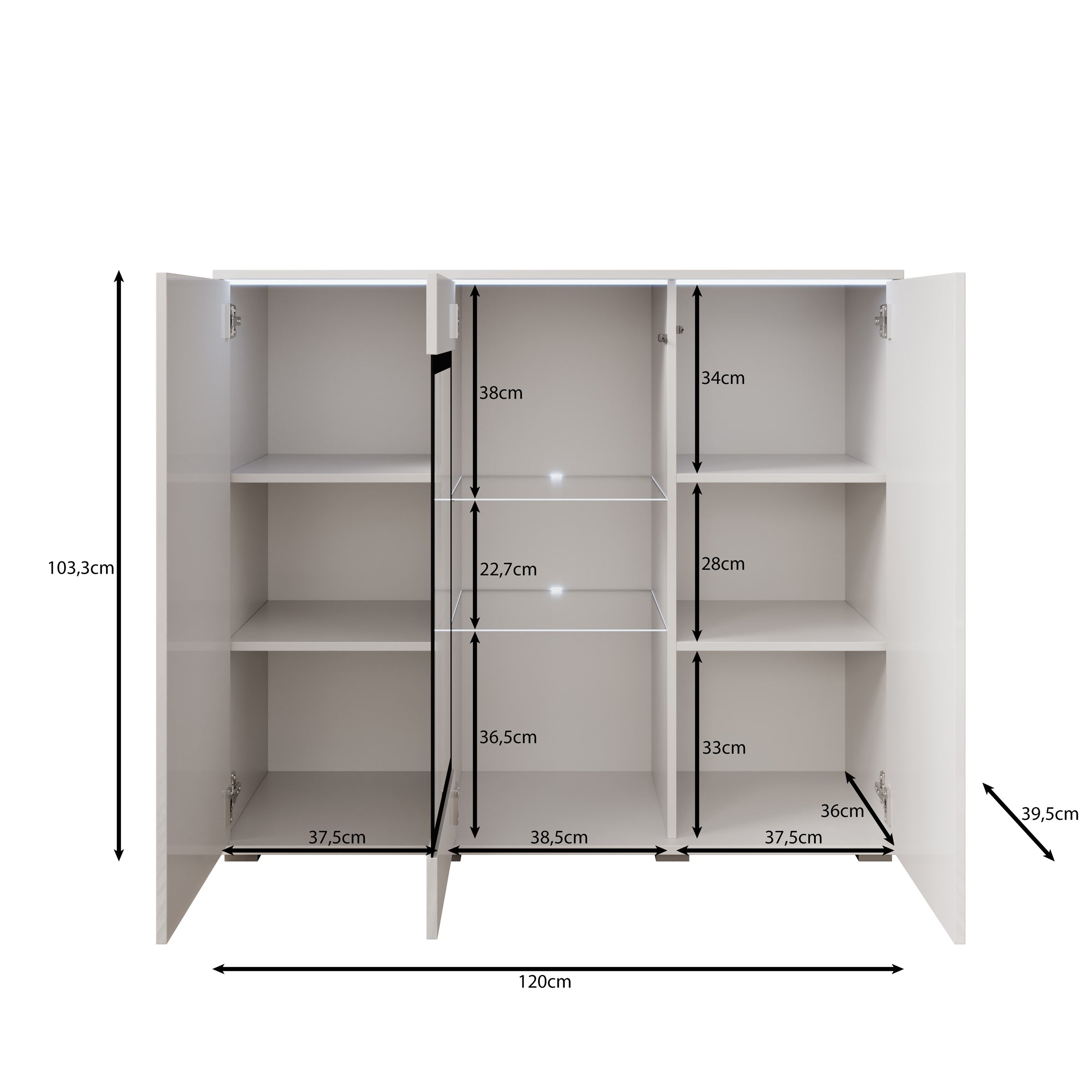 Verity 7 - Dressoir - Eikenpatroon - 120x40x103 cm