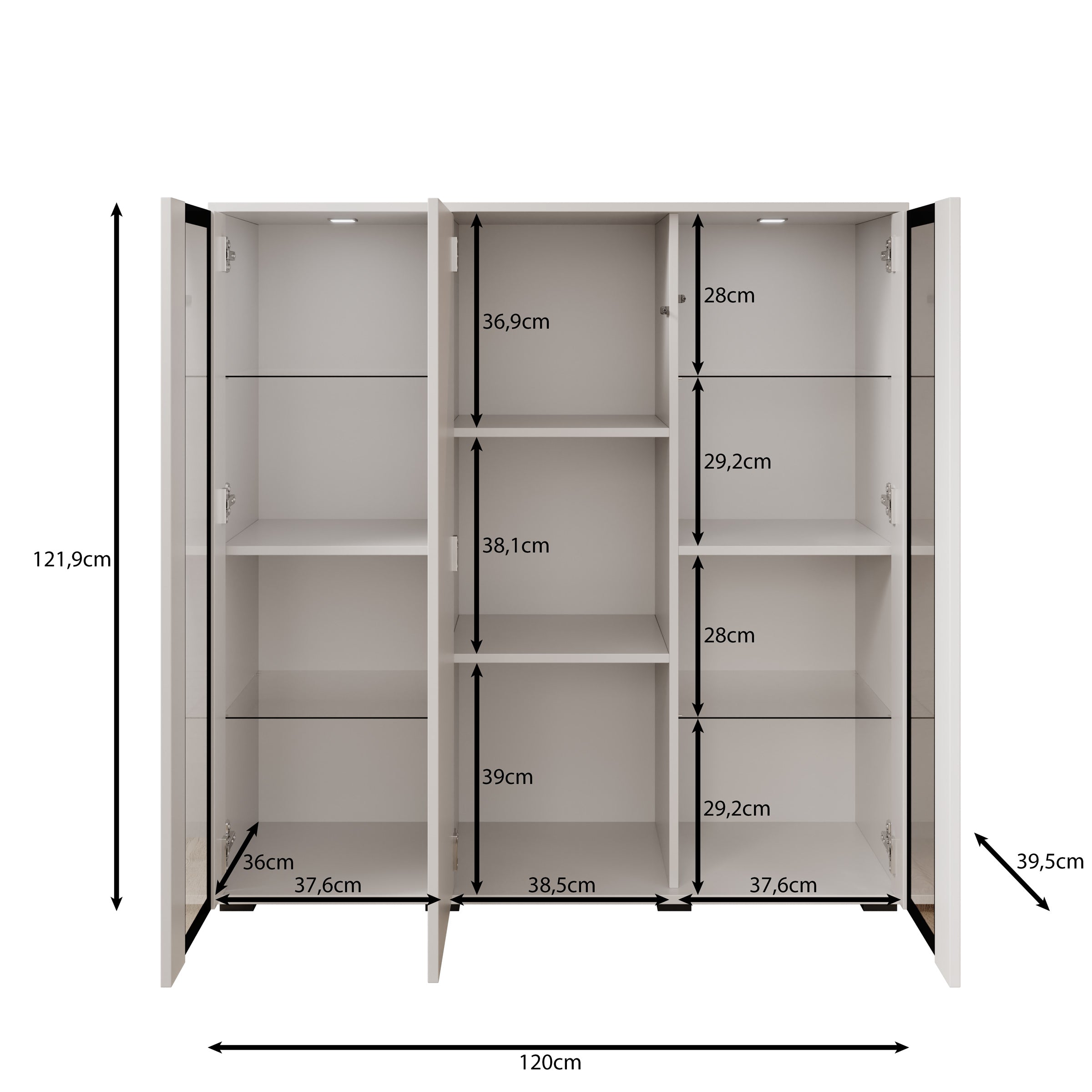 Verity 7 - Dressoir - Zwart - 120x40x103 cm