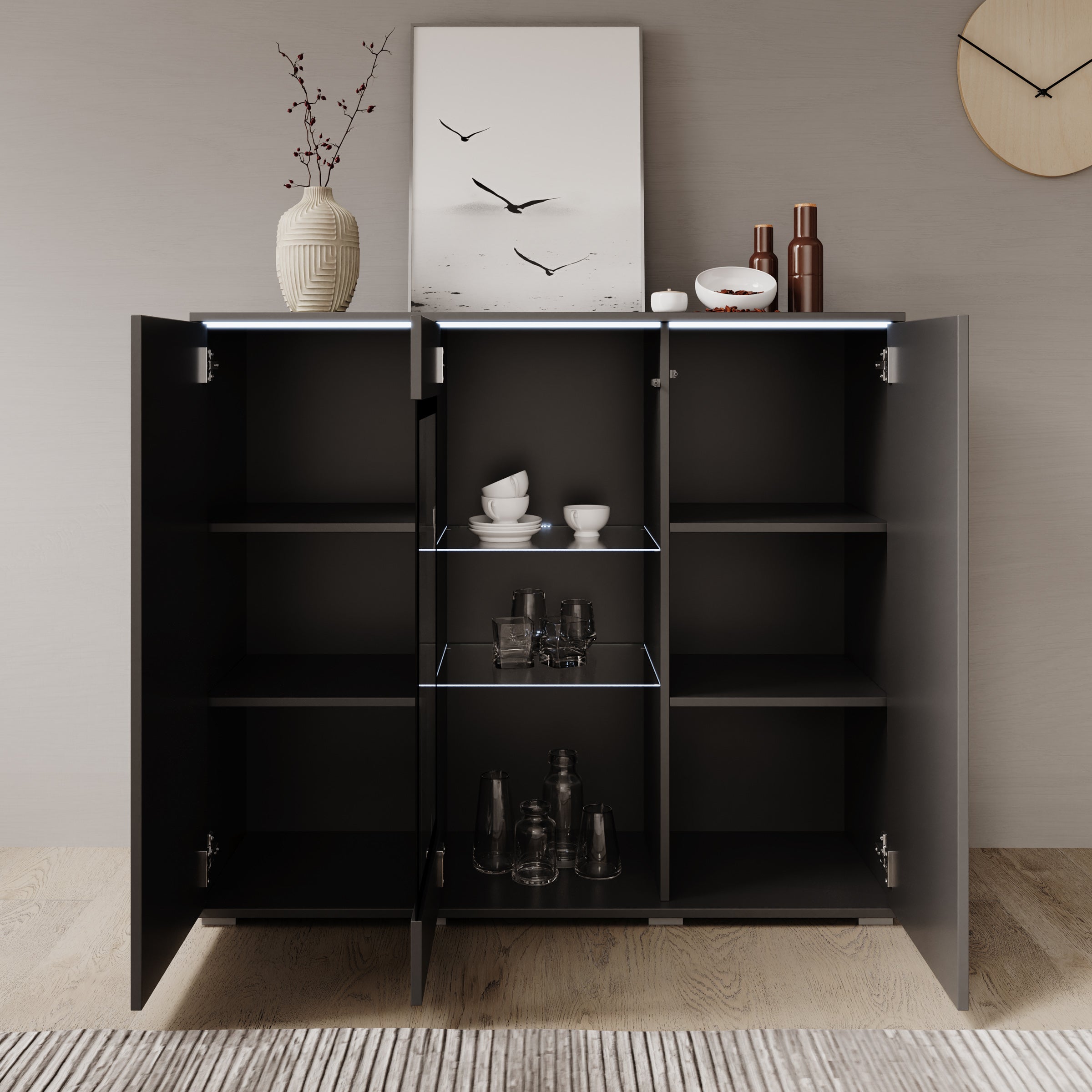 Verity 7 - Dressoir - Zwart - 120x40x103 cm