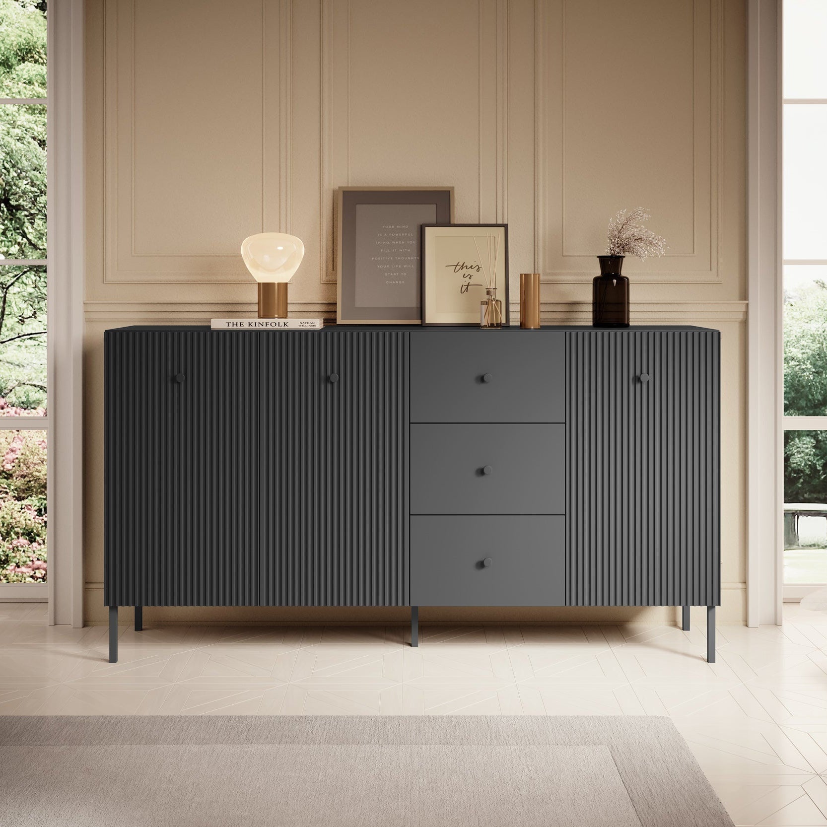 Vermont - Dressoir - Antraciet - 180x42x98 cm