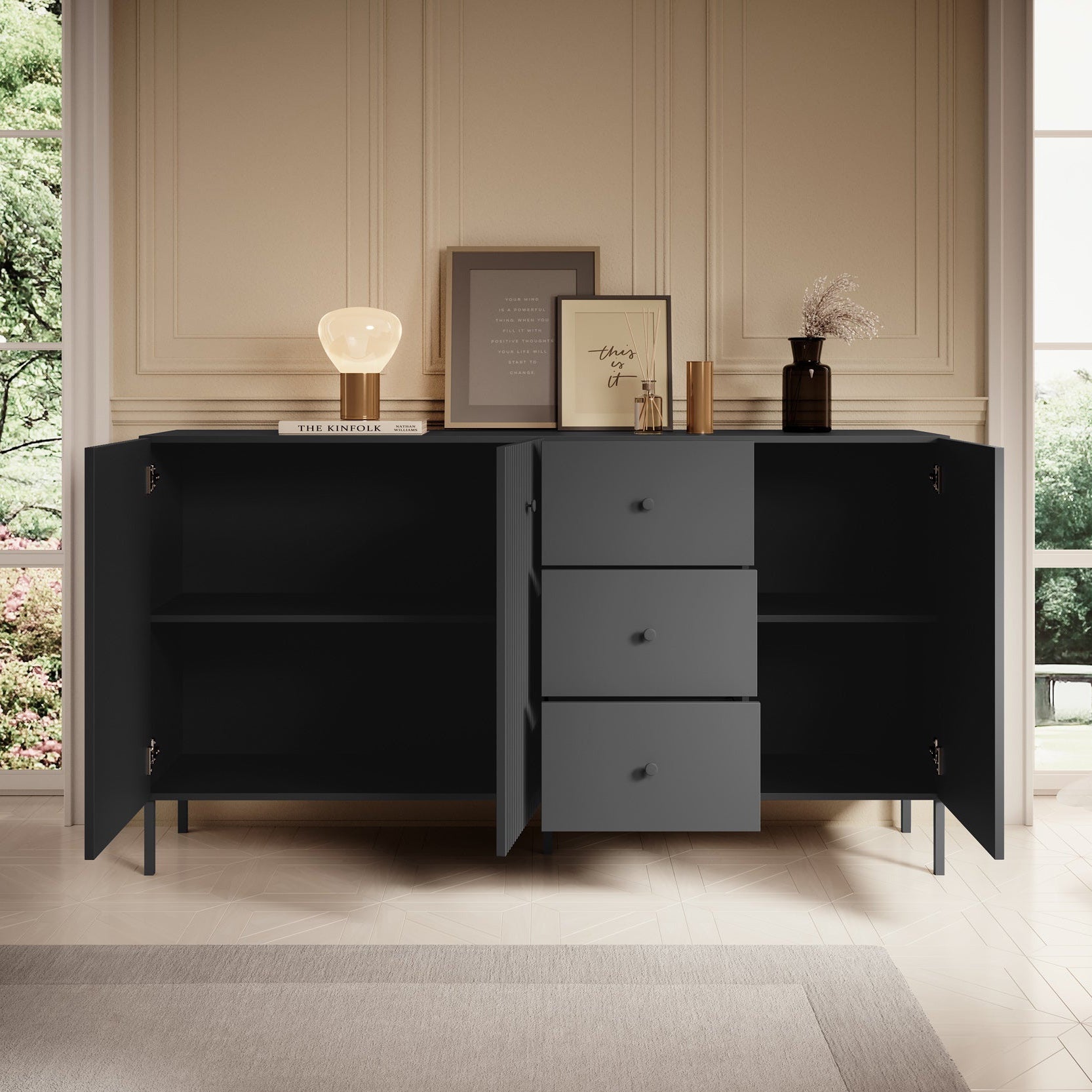 Vermont - Dressoir - Antraciet - 180x42x98 cm