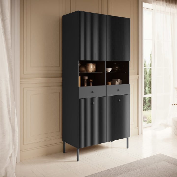 Vermont - Vitrinekast - Antraciet - 91x42x193 cm