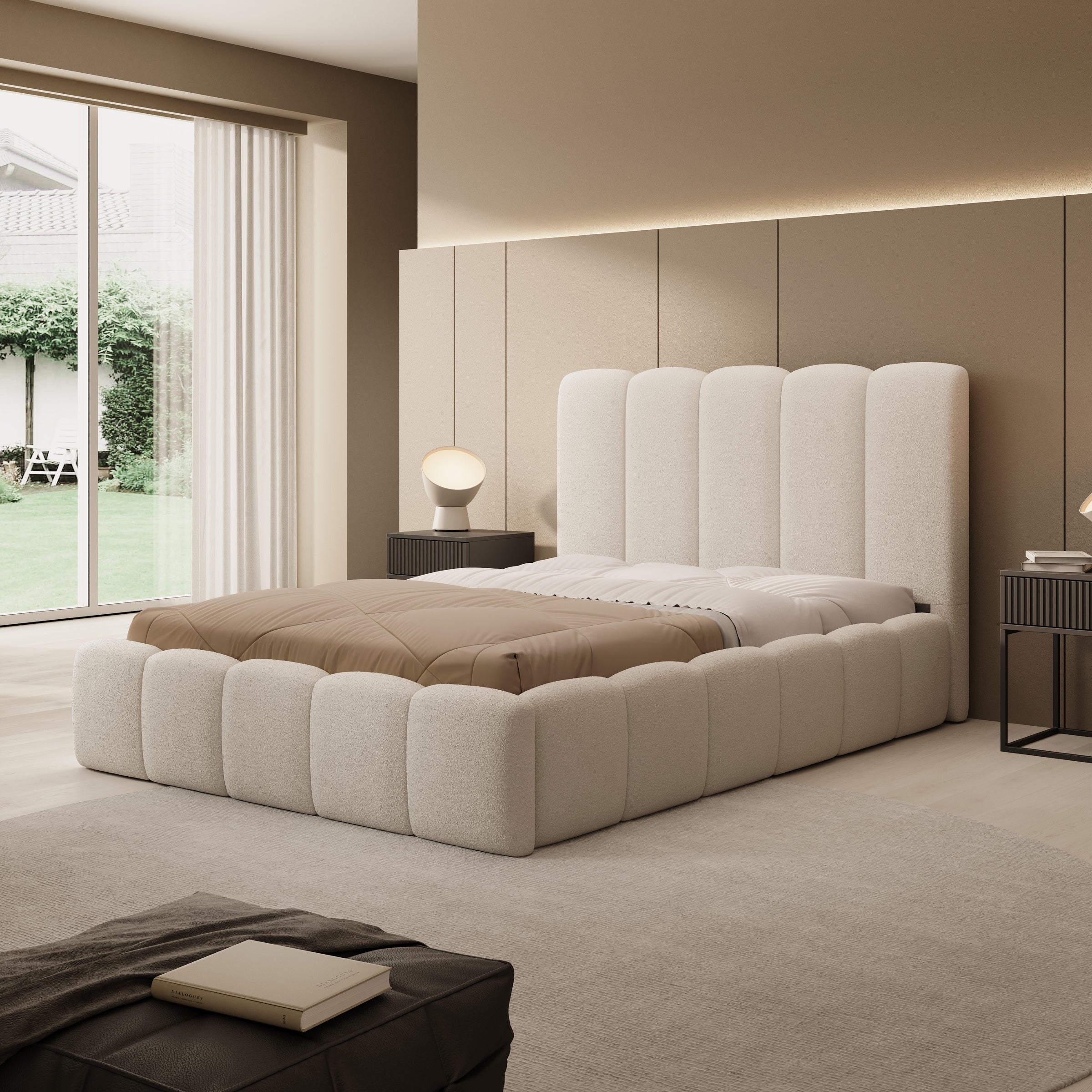 Vesna - Tweepersoonsbed - Teddystof beige - 140x200 cm