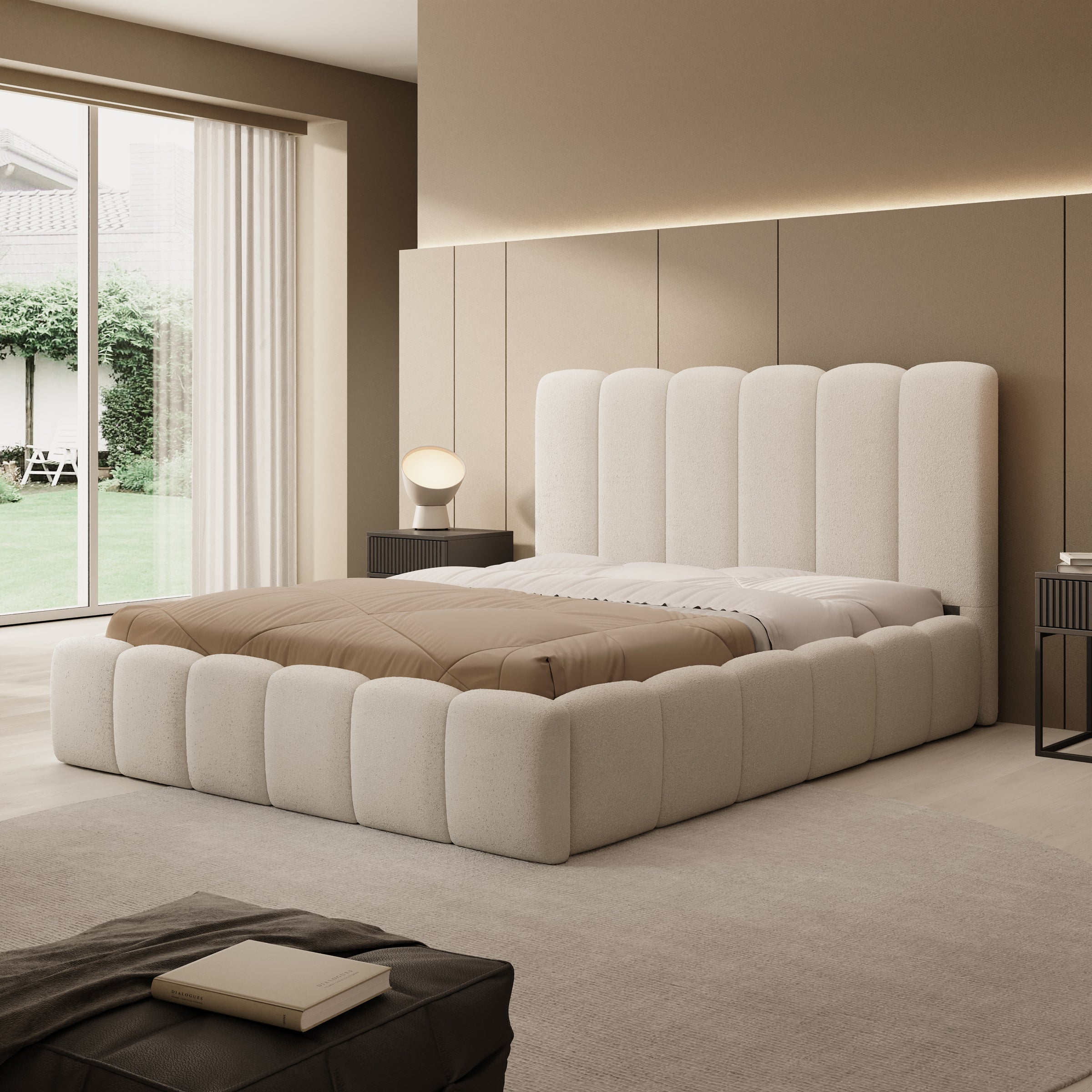 Vesna - Tweepersoonsbed - Teddystof beige - 160x200 cm