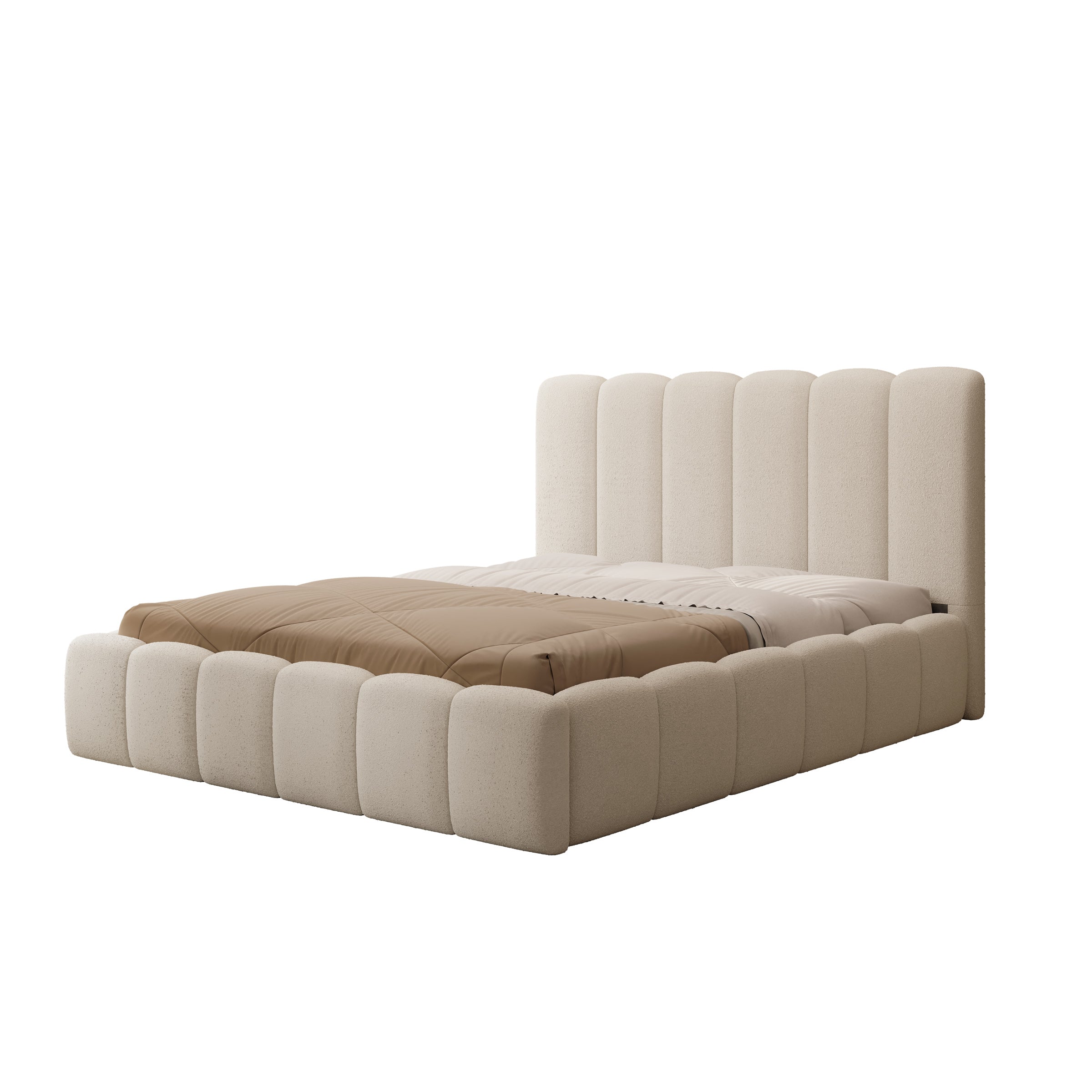Vesna - Tweepersoonsbed - Teddystof beige - 160x200 cm