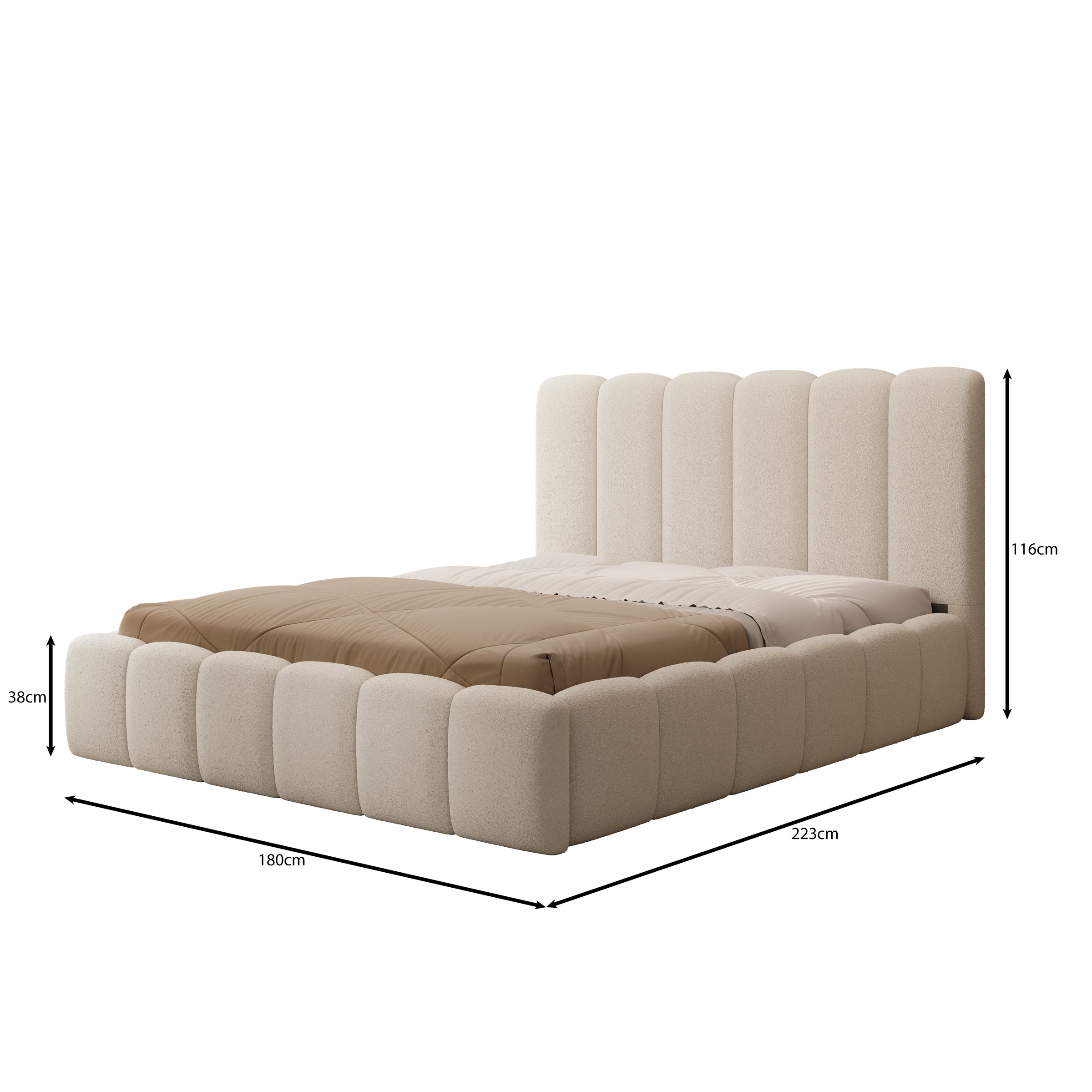 Vesna - Tweepersoonsbed - Teddystof beige - 160x200 cm