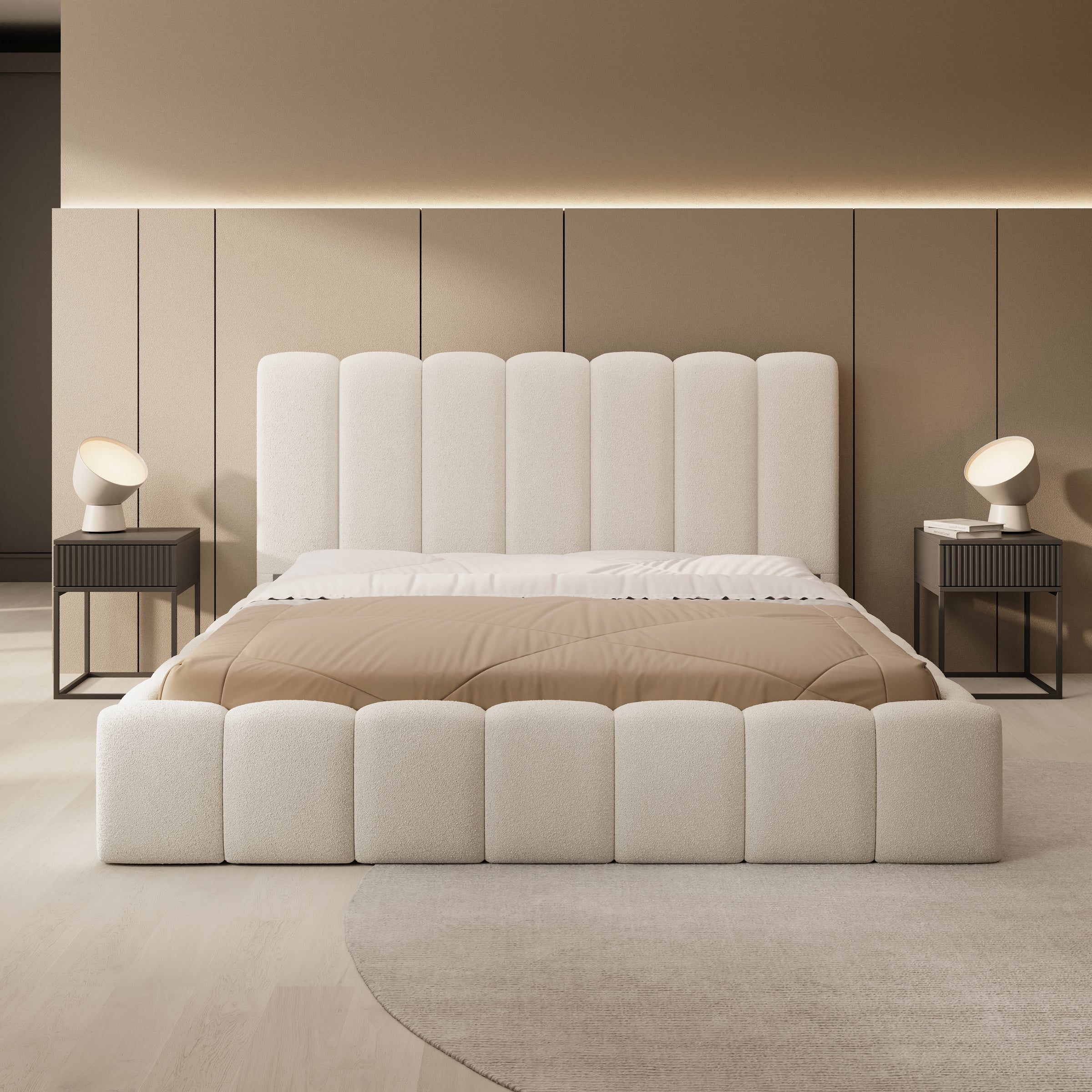 Vesna - Tweepersoonsbed - Teddystof beige - 180x200 cm