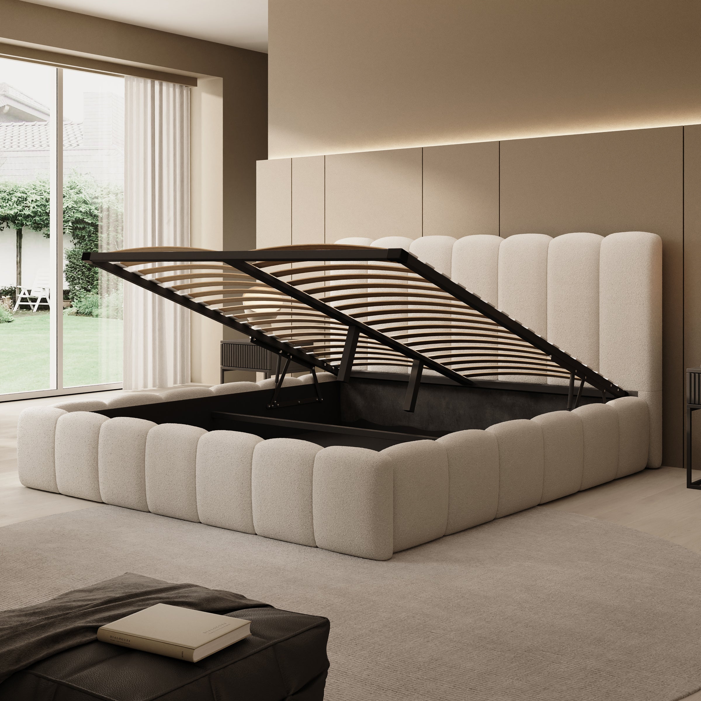 Vesna - Tweepersoonsbed - Teddystof beige - 180x200 cm