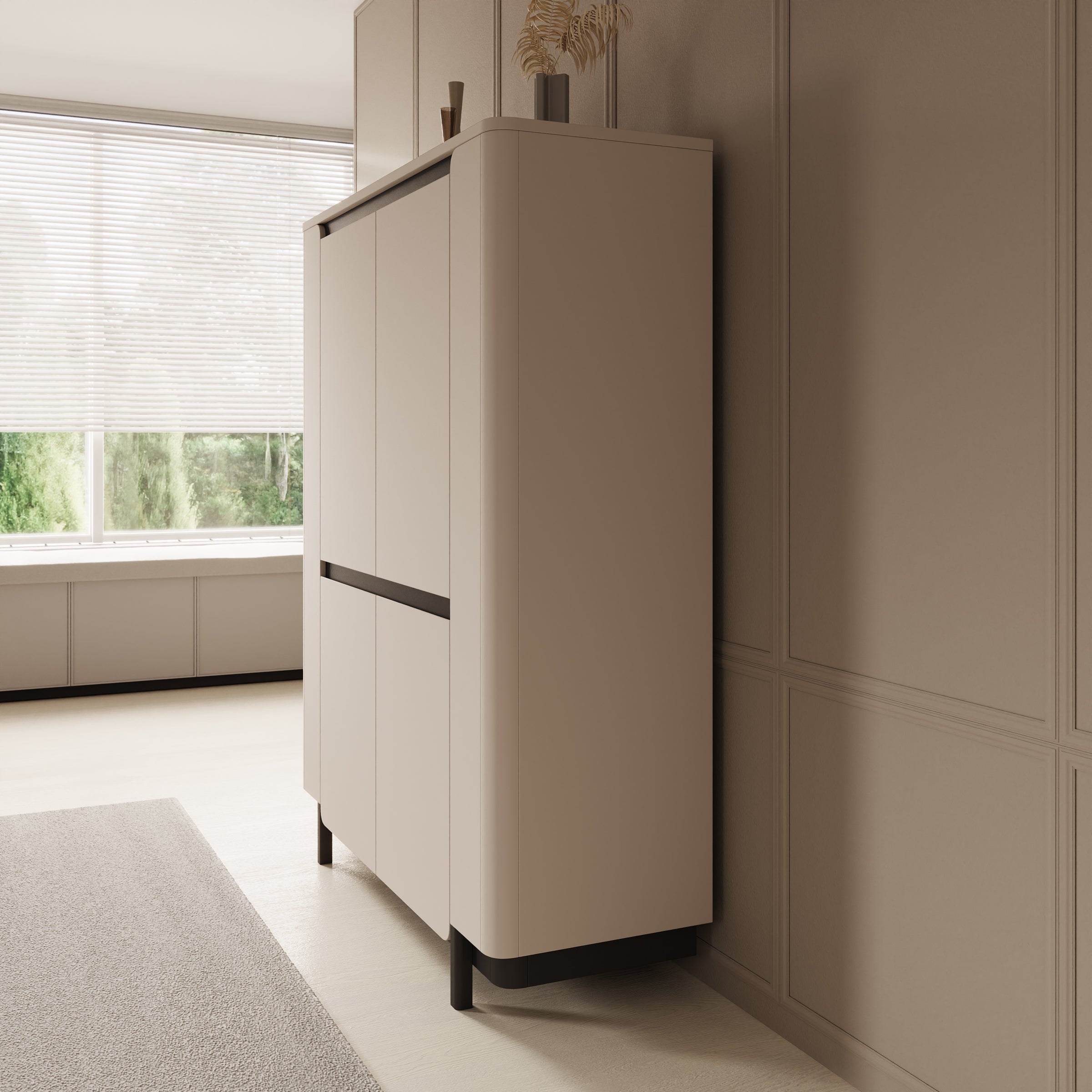 Vexon - Dressoir - Beige/Zwart - 130x45x161 cm