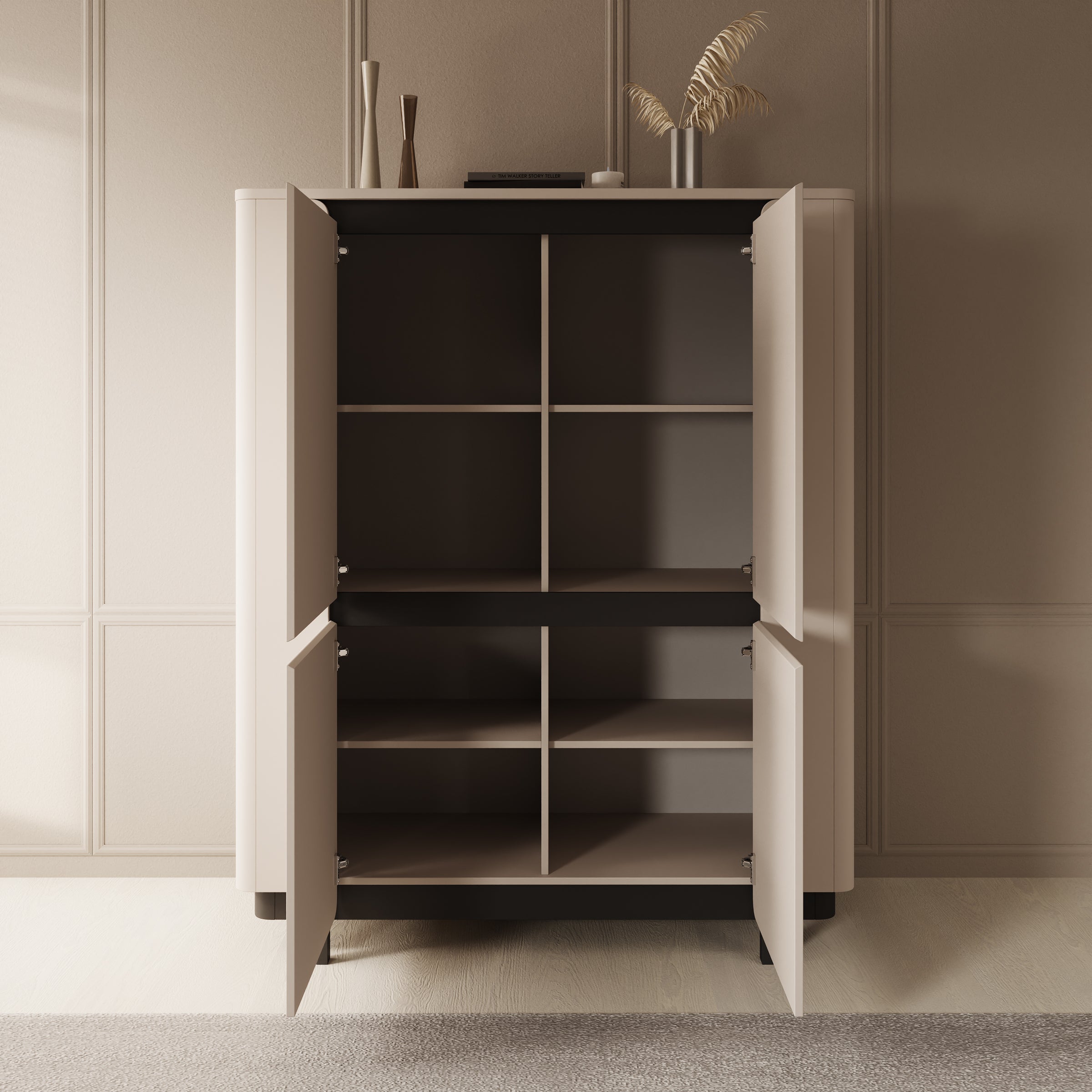 Vexon - Dressoir - Beige/Zwart - 130x45x161 cm