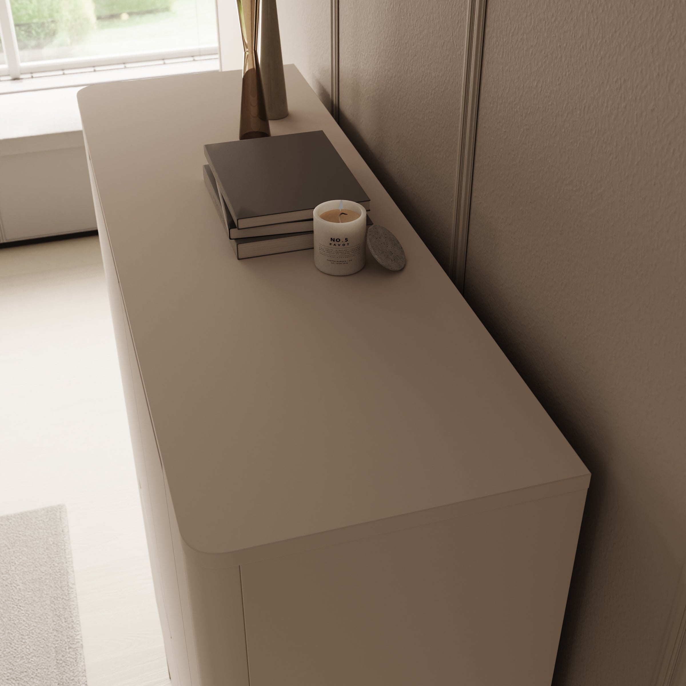 Vexon - Dressoir - Beige/Zwart - 130x45x161 cm