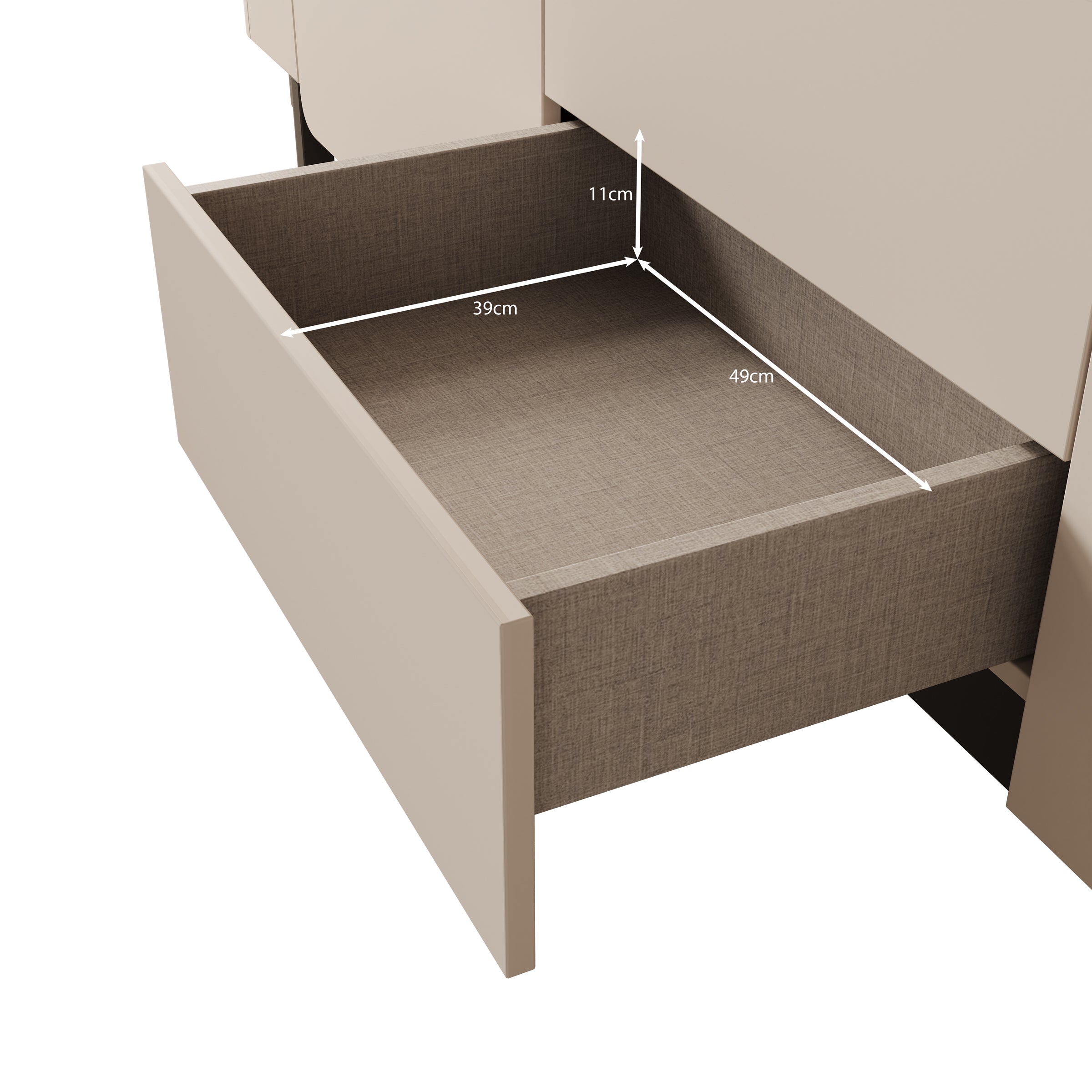 Vexon - Dressoir met lades  - Beige/Zwart - 205x45x78 cm