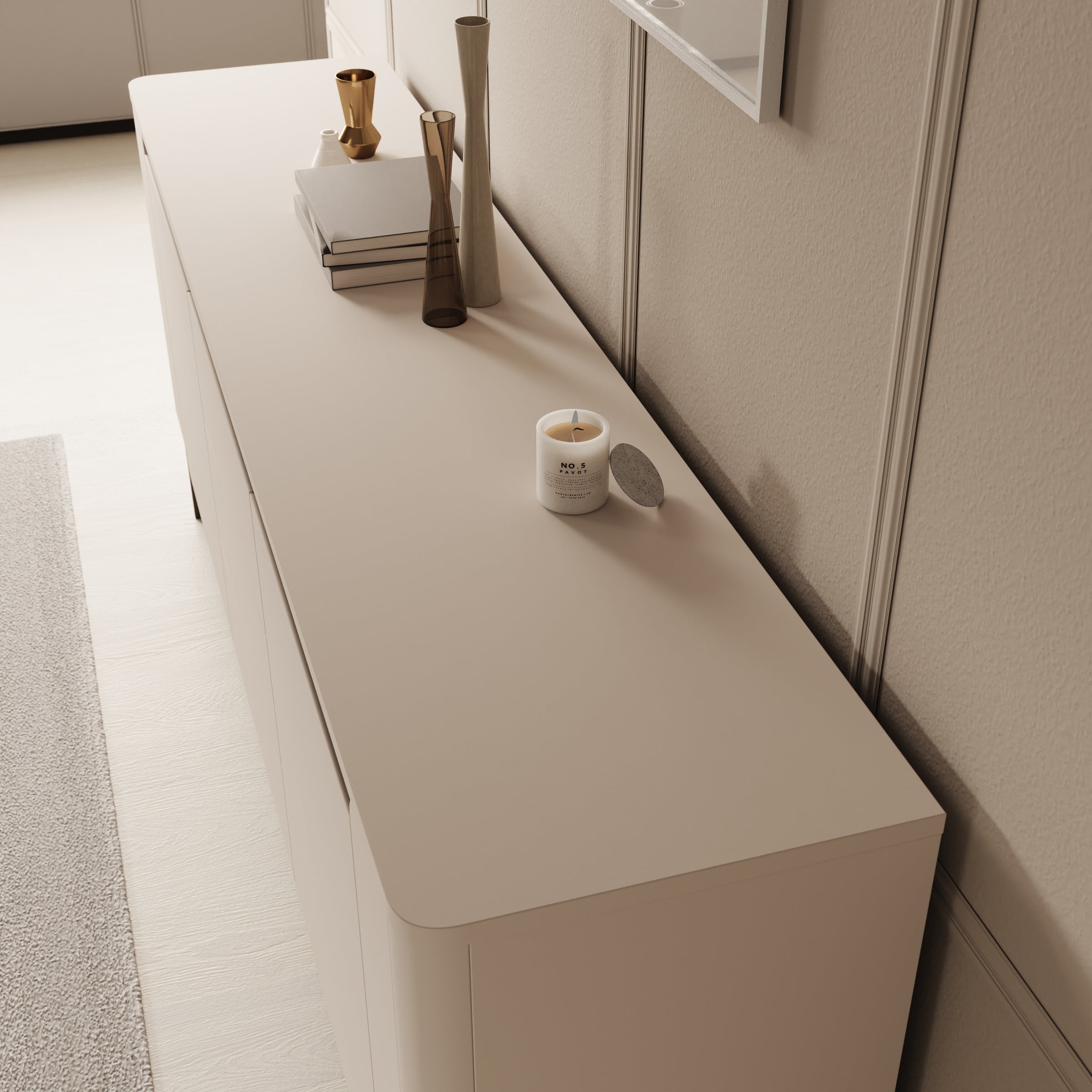 Vexon - Dressoir met lades  - Beige/Zwart - 205x45x78 cm