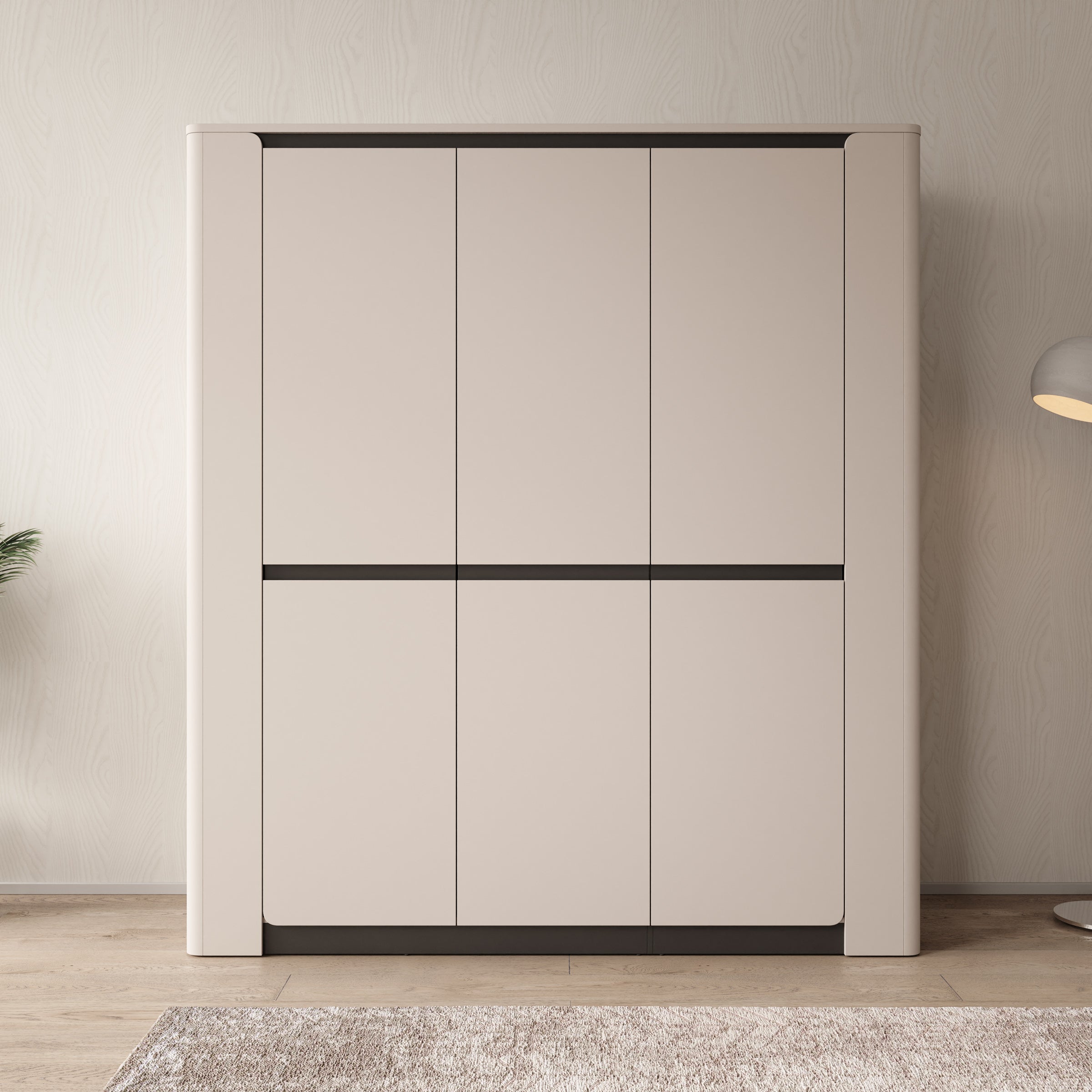 Vexon - Kledingkast met 3 deuren - Beige/Zwart - 190x63x214 cm