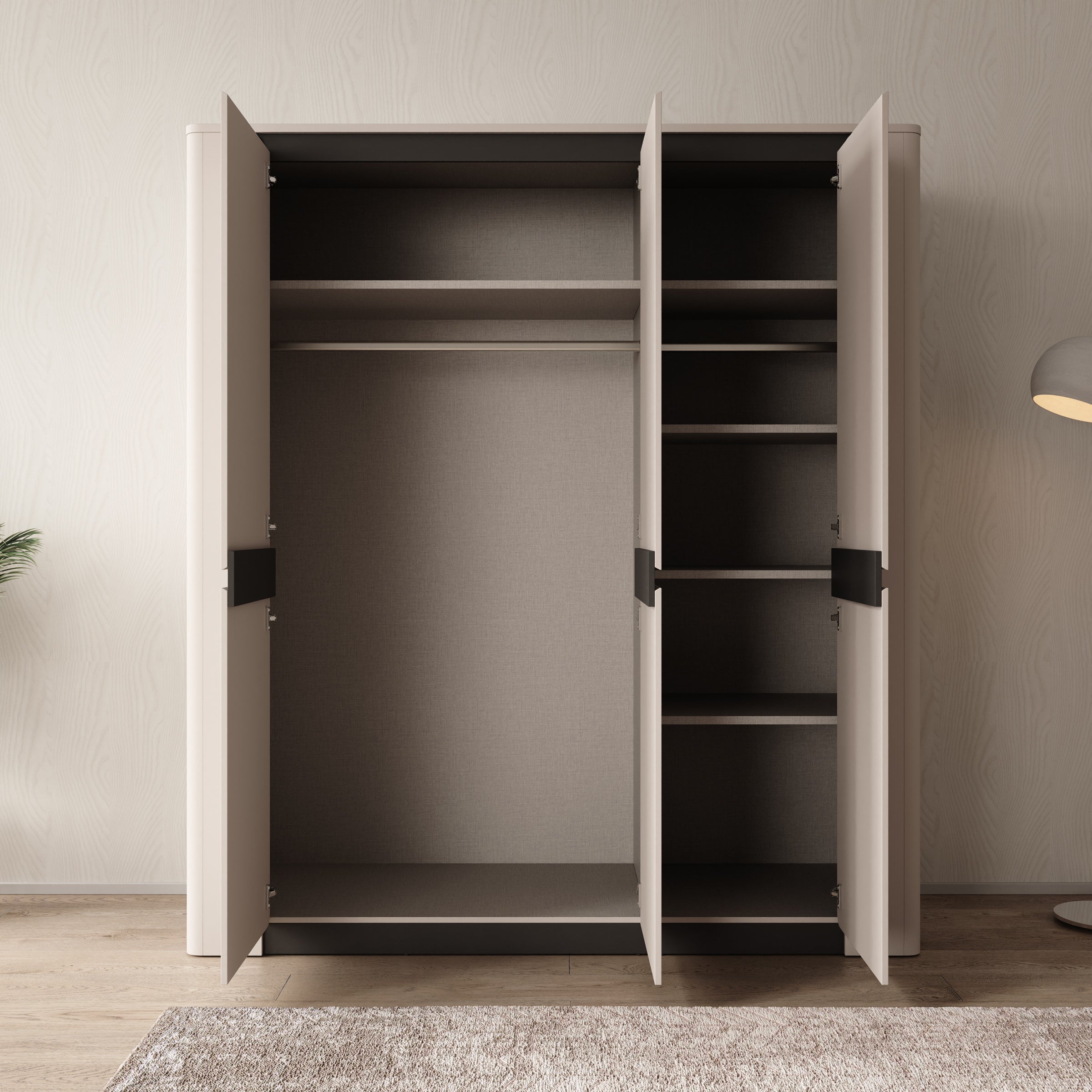 Vexon - Kledingkast met 3 deuren - Beige/Zwart - 190x63x214 cm