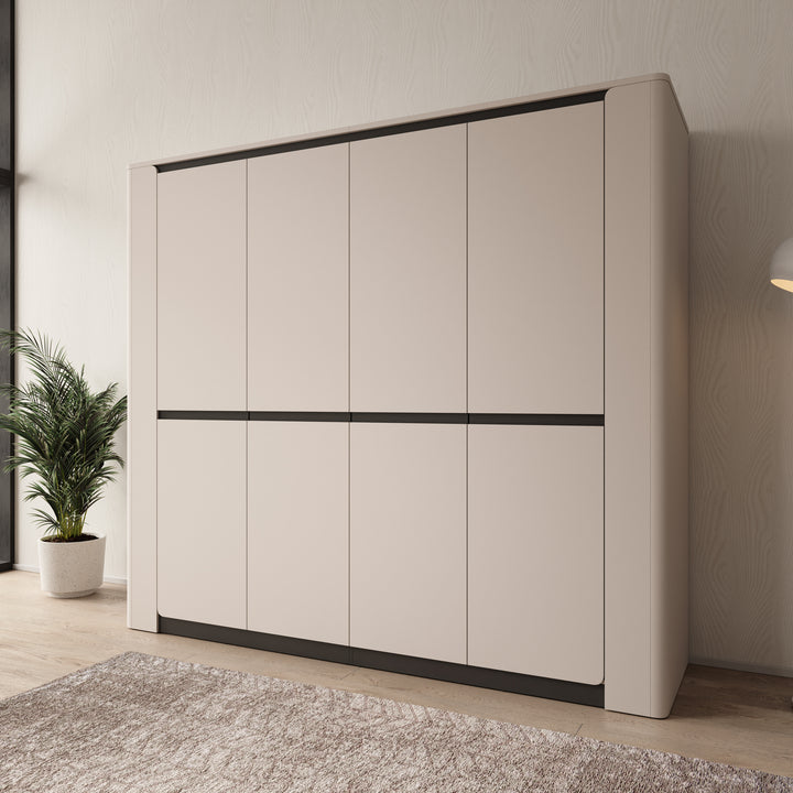 Vexon - Kledingkast met 8 deuren - Beige/Zwart - 240x63x214