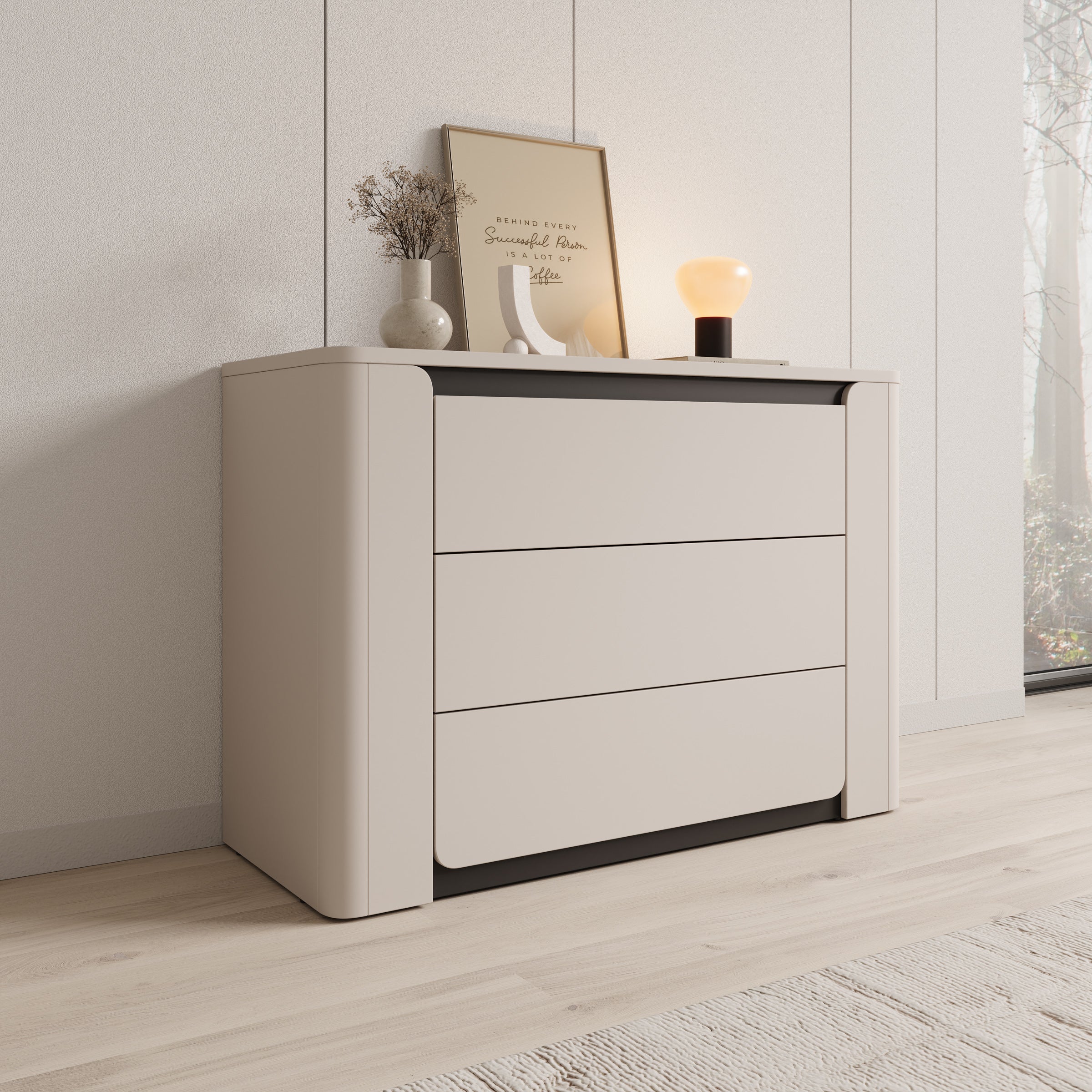 Vexon - Ladekast - Beige/Zwart - 111x45x78 cm