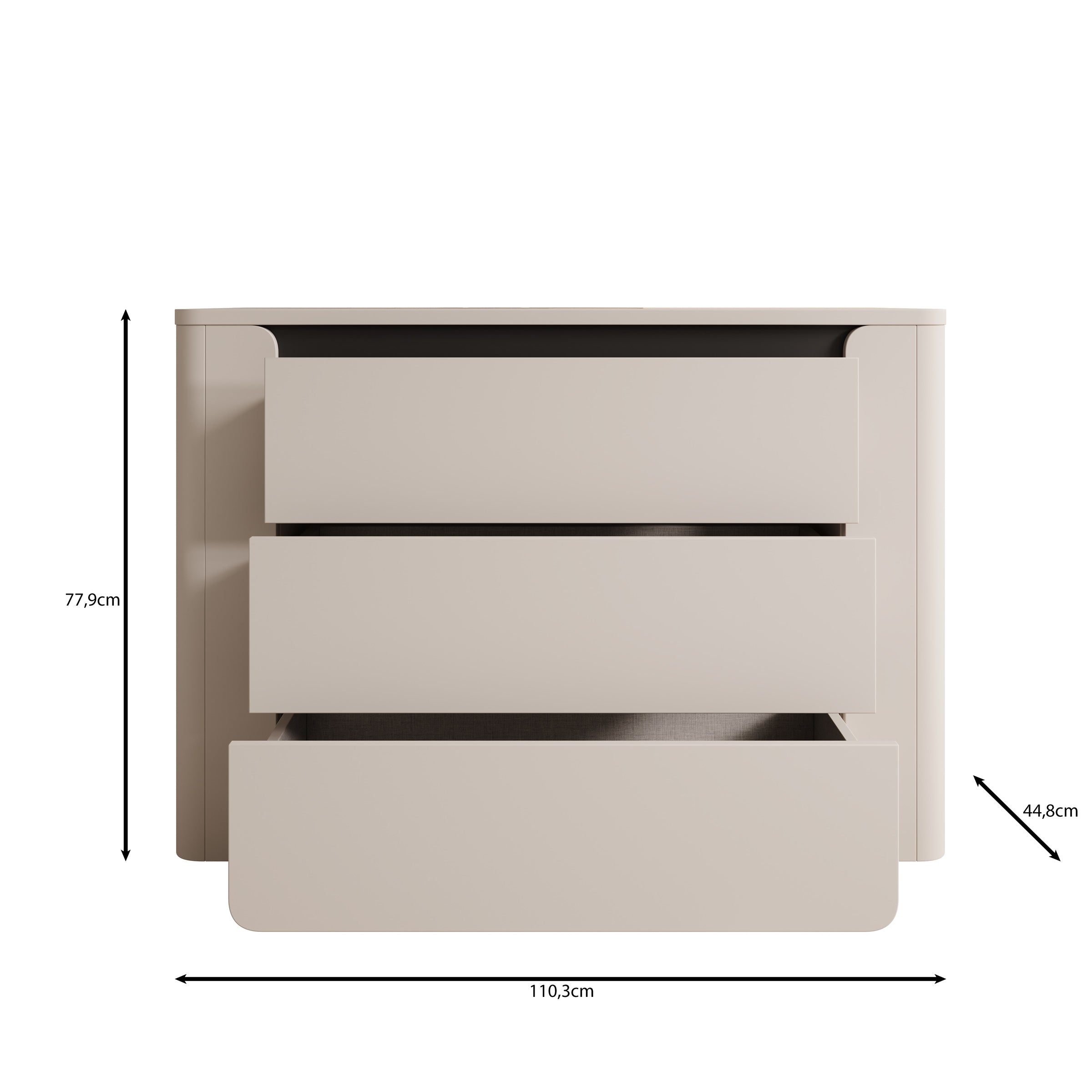 Vexon - Ladekast - Beige/Zwart - 111x45x78 cm