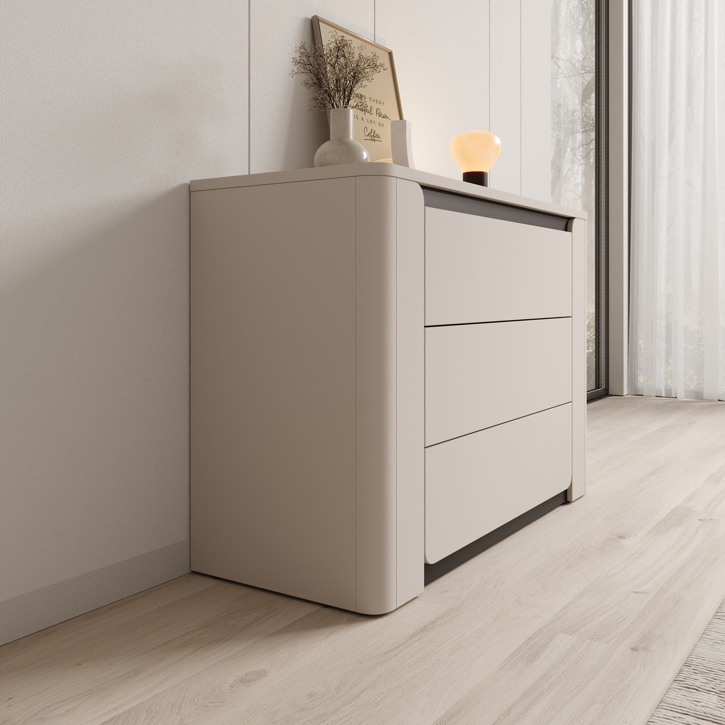 Vexon - Ladekast - Beige/Zwart - 111x45x78 cm