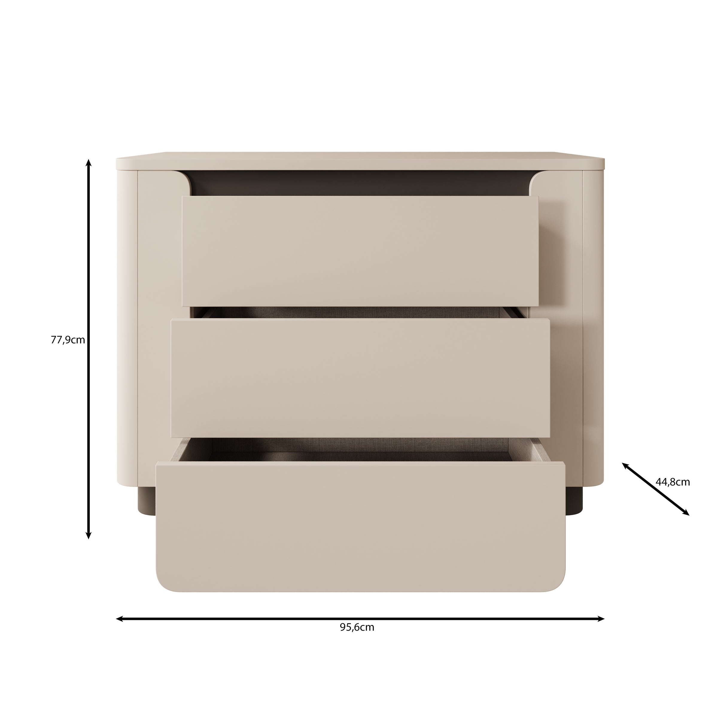 Vexon - Ladekast - Beige/Zwart - 96x45x78 cm