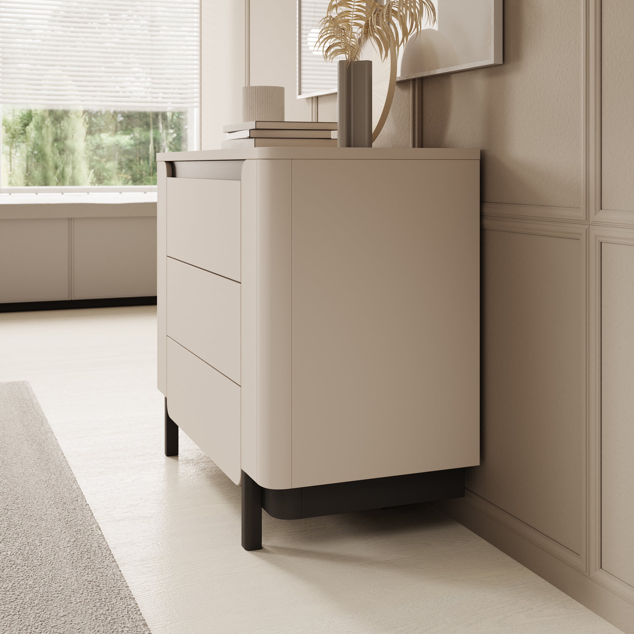 Vexon - Ladekast - Beige/Zwart - 96x45x78 cm