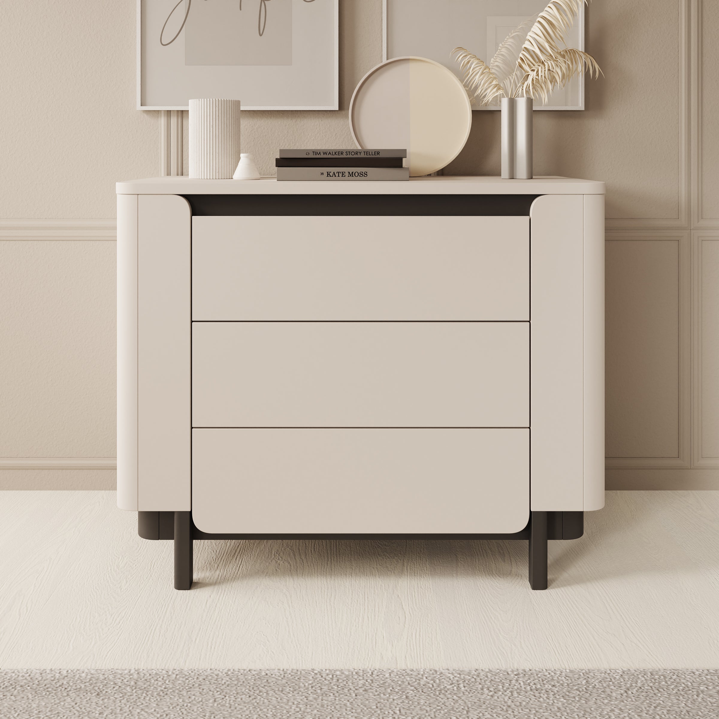 Vexon - Ladekast - Beige/Zwart - 96x45x78 cm