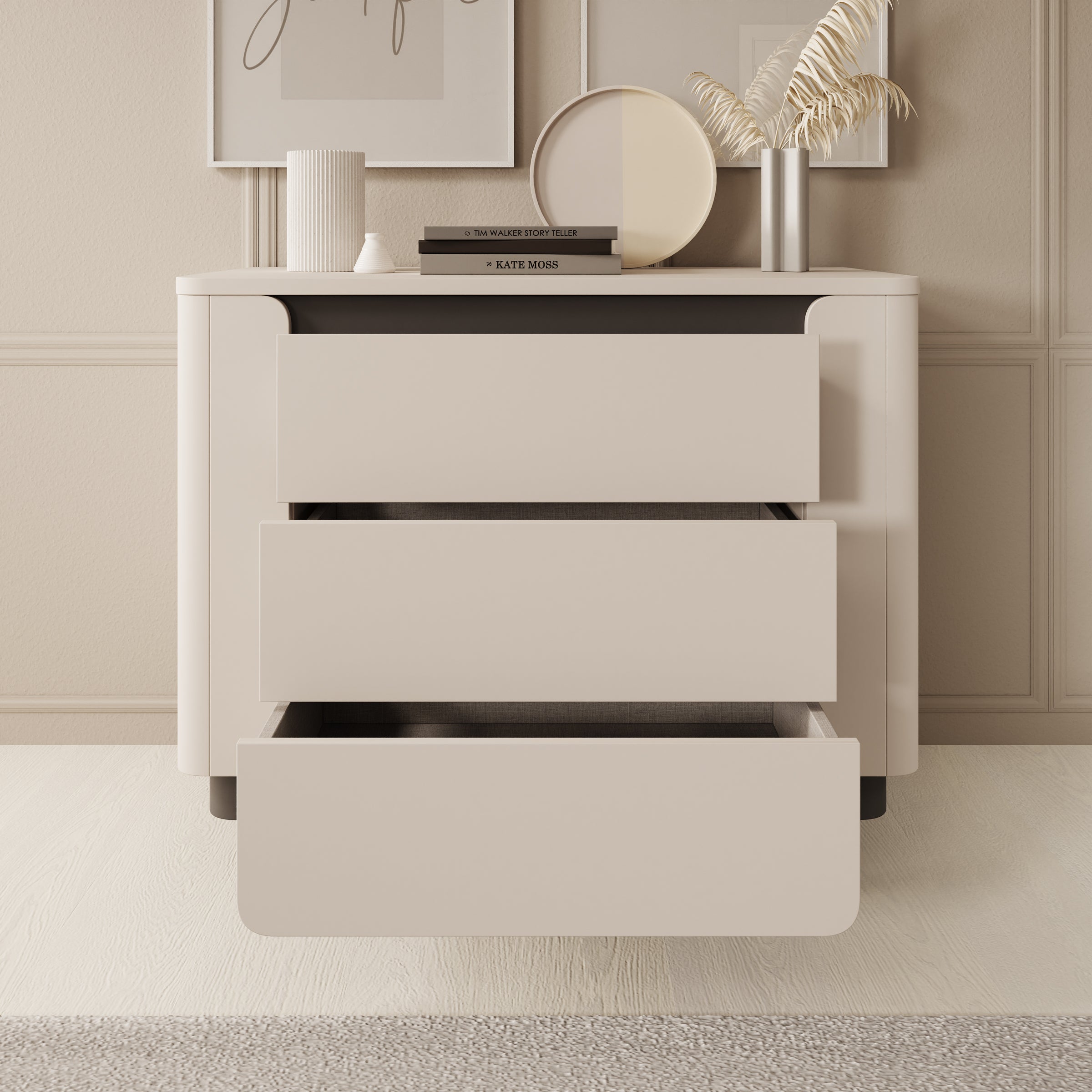 Vexon - Ladekast - Beige/Zwart - 96x45x78 cm