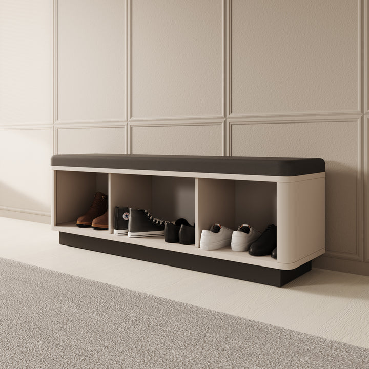 Vexon - Schoenenkast 3 vakken - Beige/Zwart - 136x35x47 cm