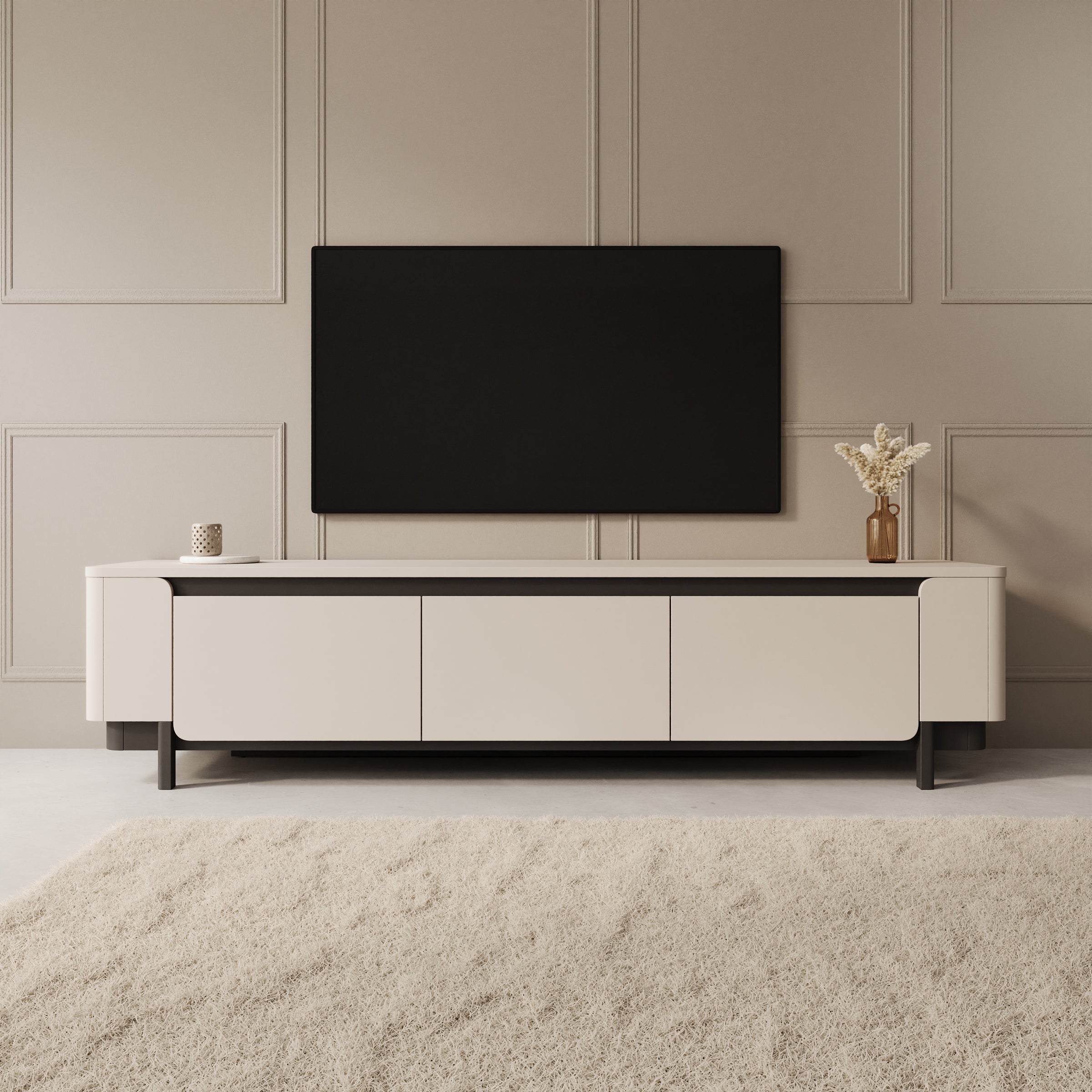 Vexon - TV-Meubel - Beige/Zwart - 205x45x49 cm