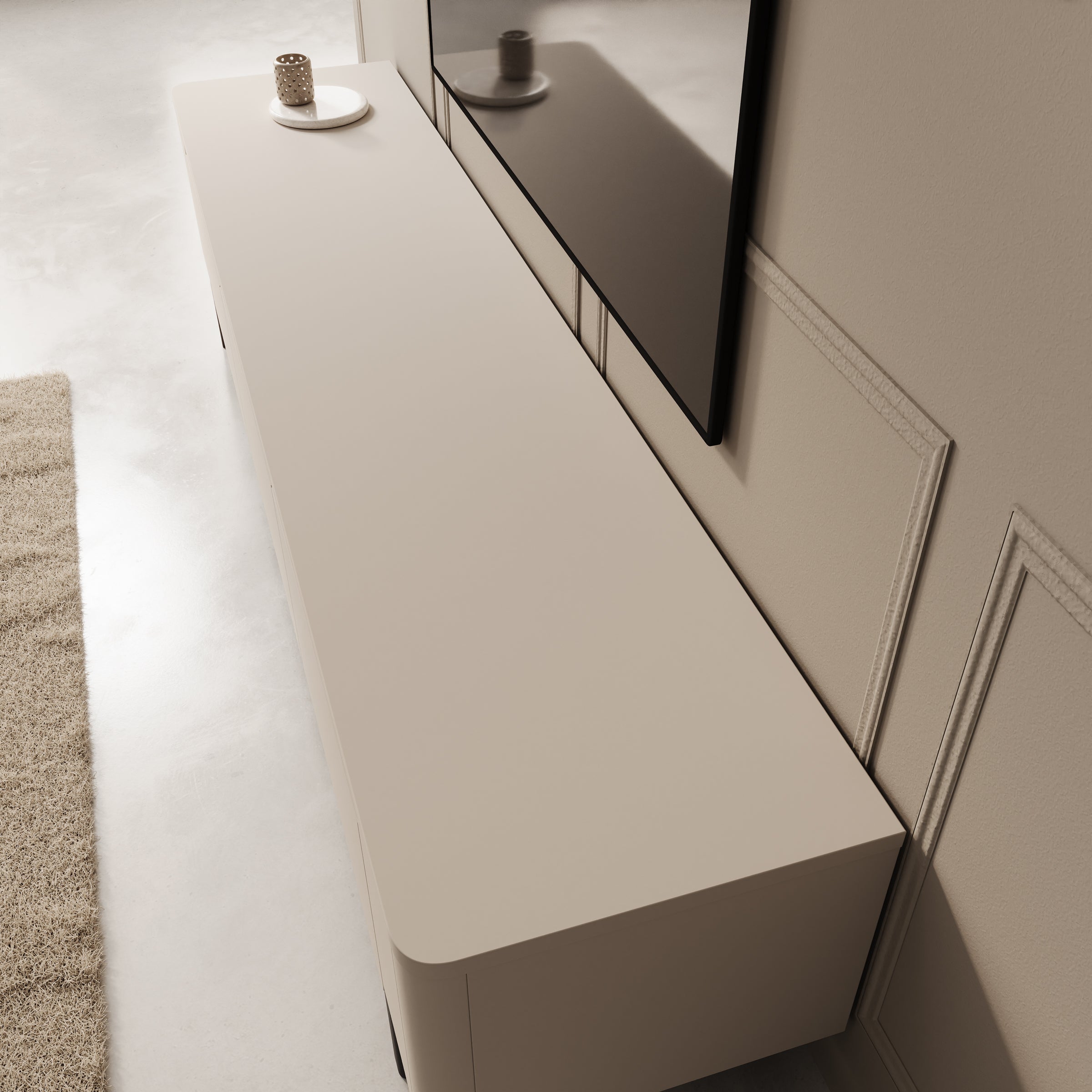 Vexon - TV-Meubel - Beige/Zwart - 205x45x49 cm