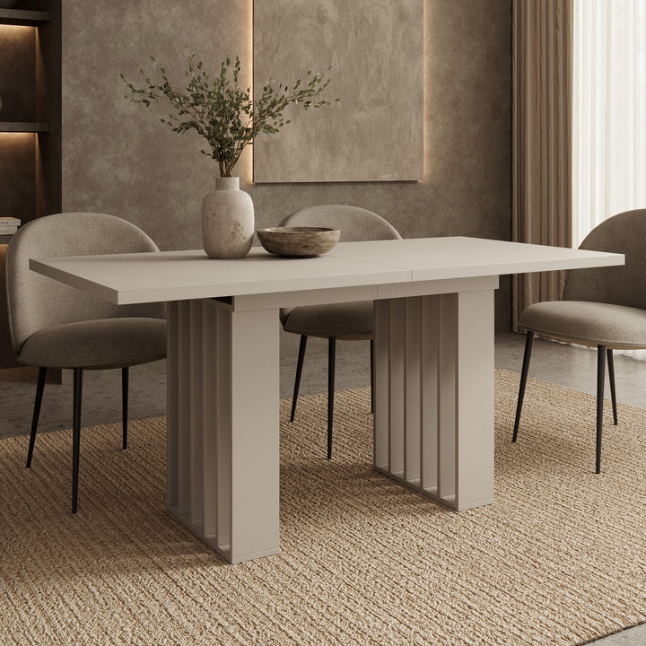 Veyra - Eetkamertafel  - Uitschuifbaar - Beige - 160-240x80x75 cm