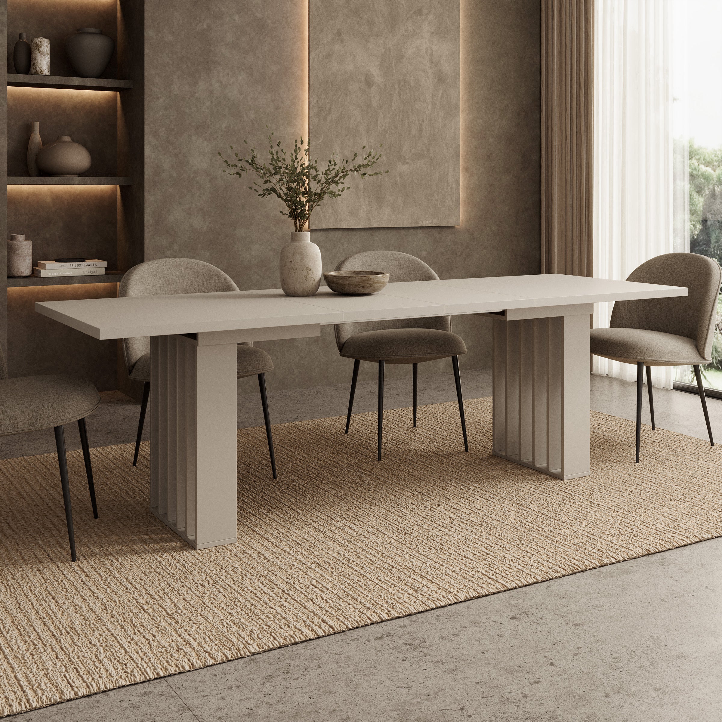 Veyra - Eetkamertafel  - Uitschuifbaar - Beige - 160-240x80x75 cm