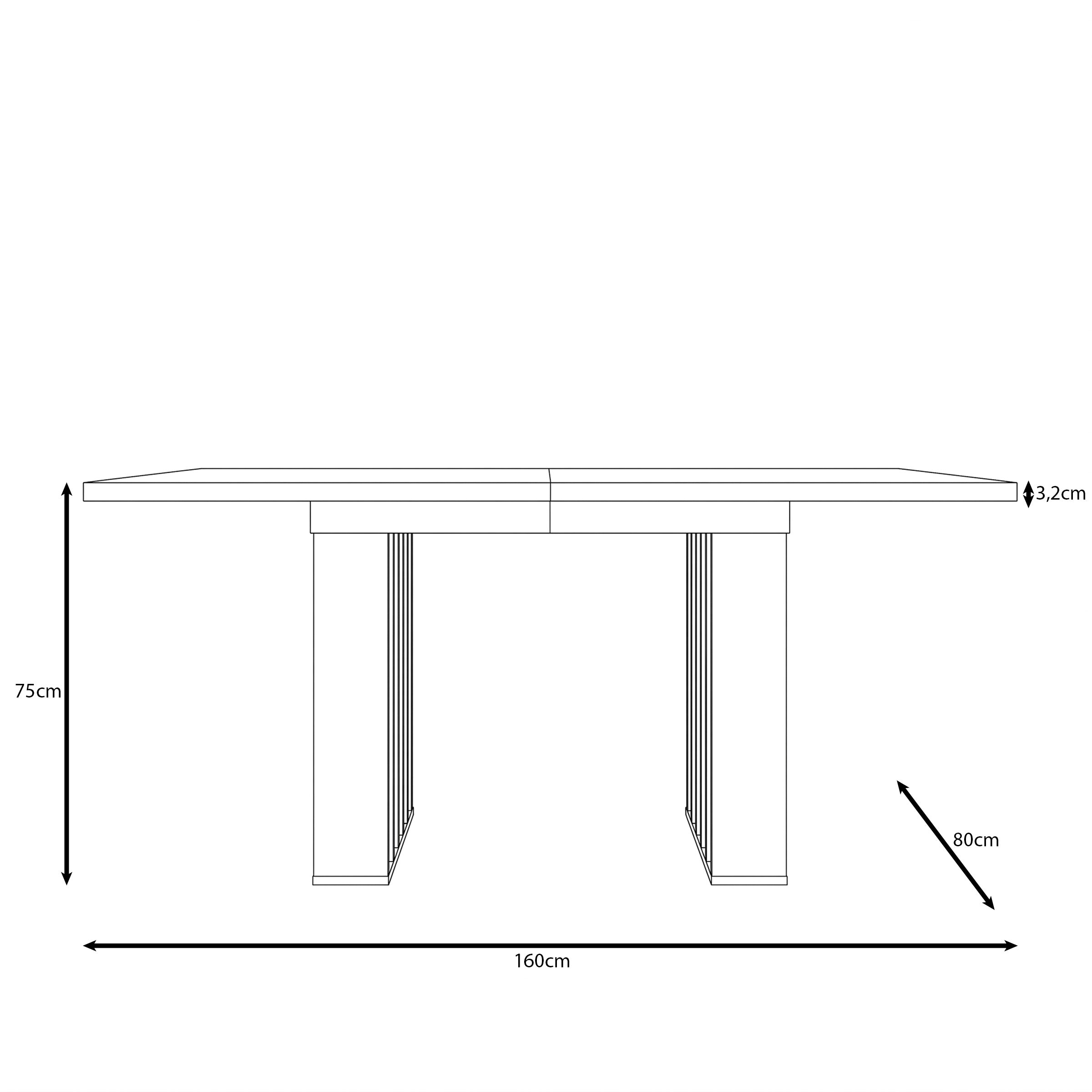 Veyra - Eetkamertafel  - Uitschuifbaar - Beige - 160-240x80x75 cm
