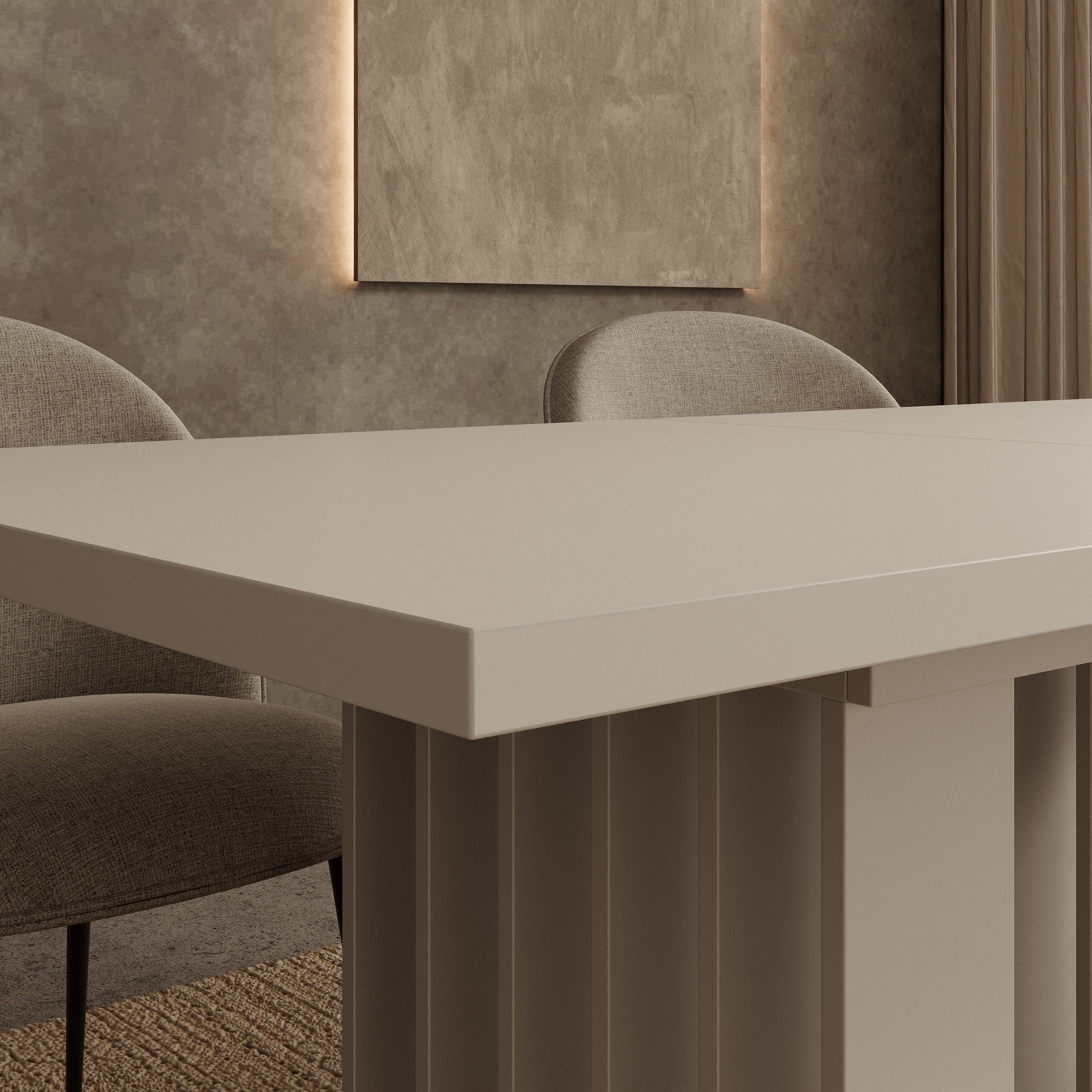 Veyra - Eetkamertafel  - Uitschuifbaar - Beige - 160-240x80x75 cm
