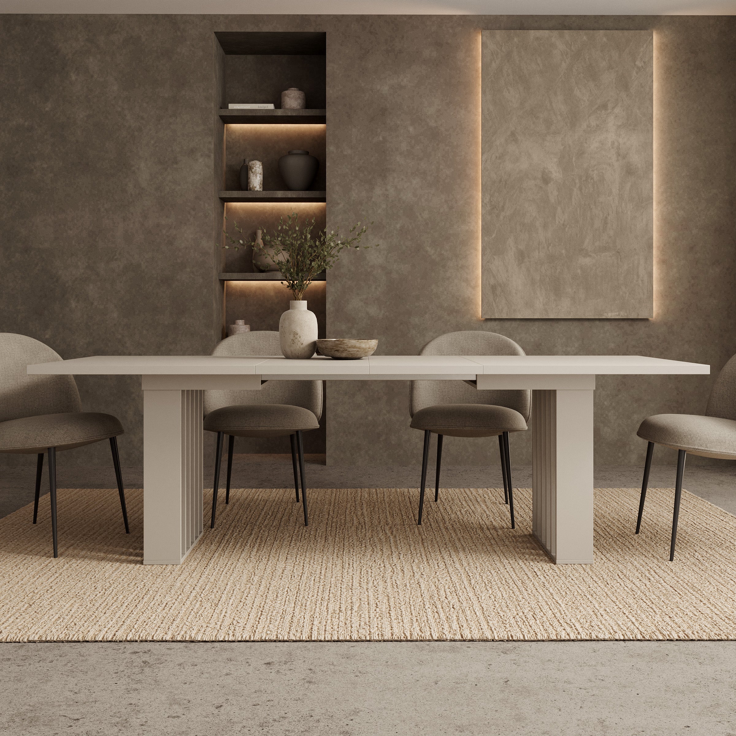 Veyra - Eetkamertafel  - Uitschuifbaar - Beige - 160-240x80x75 cm