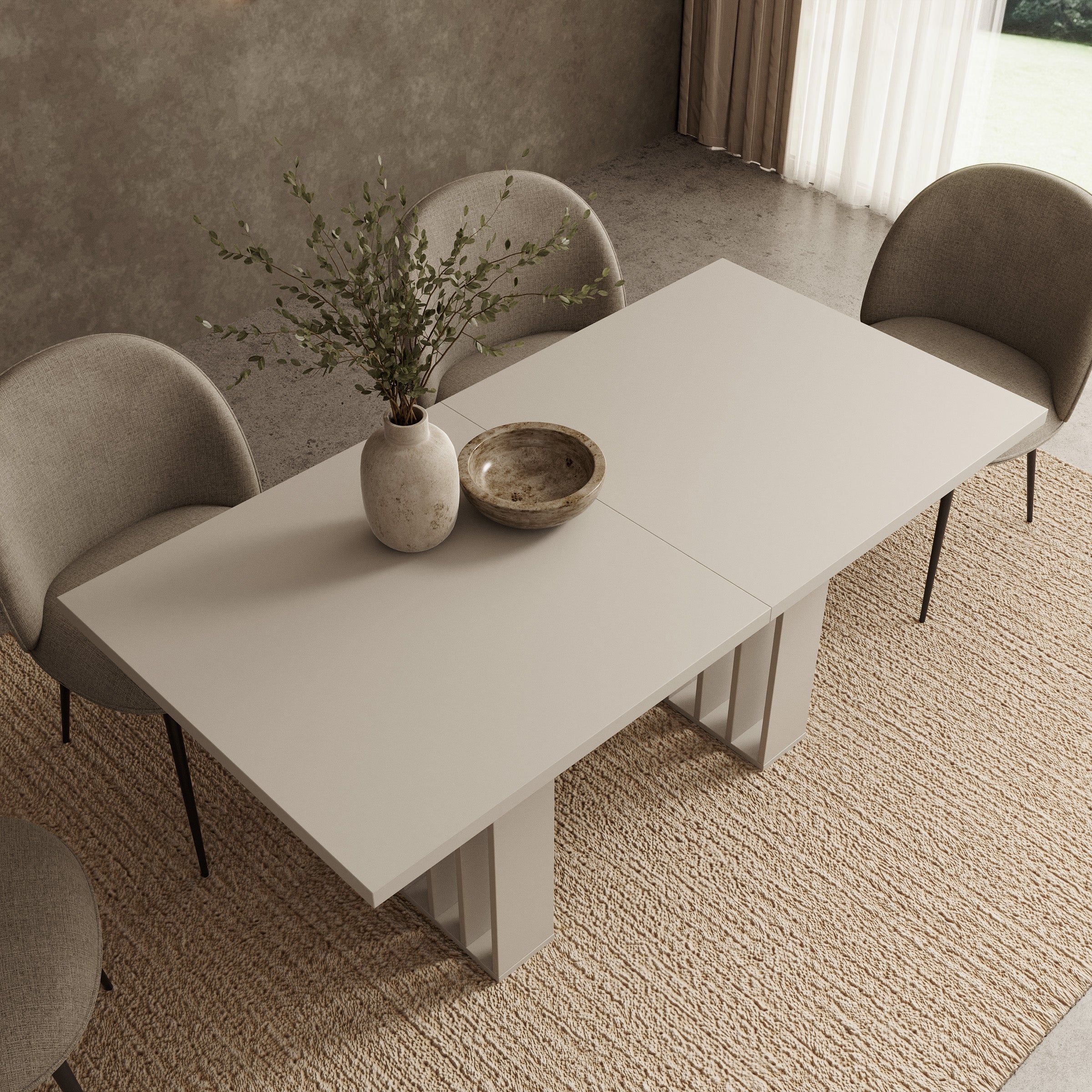 Veyra - Eetkamertafel  - Uitschuifbaar - Beige - 160-240x80x75 cm