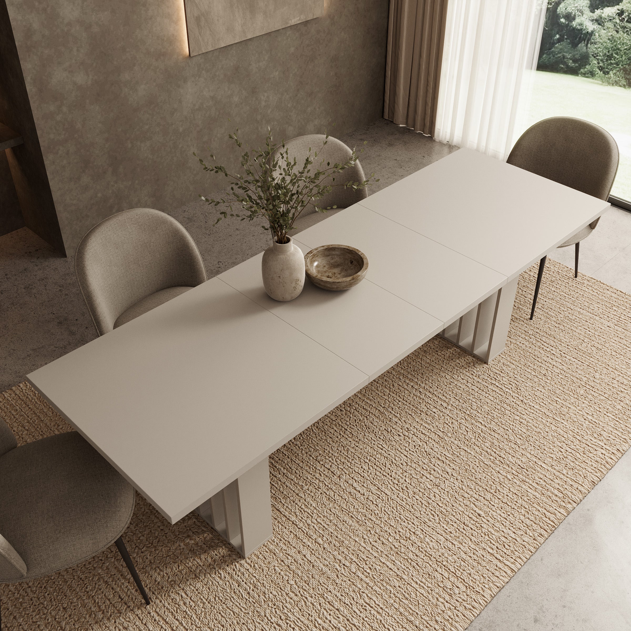 Veyra - Eetkamertafel  - Uitschuifbaar - Beige - 160-240x80x75 cm