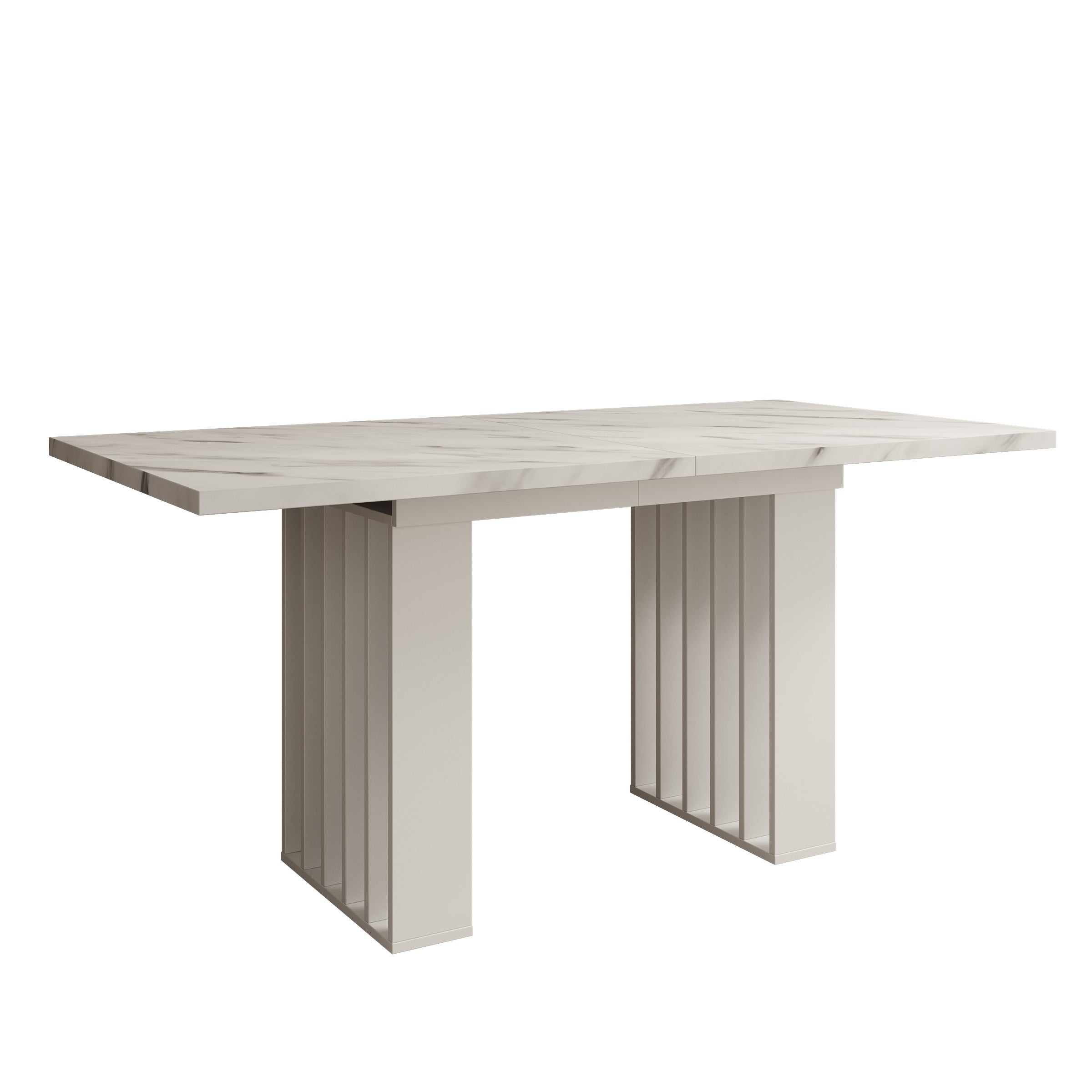 Veyra - Eetkamertafel - Uitschuifbaar - Wit marmerpatroon - 160-240x80x75 cm