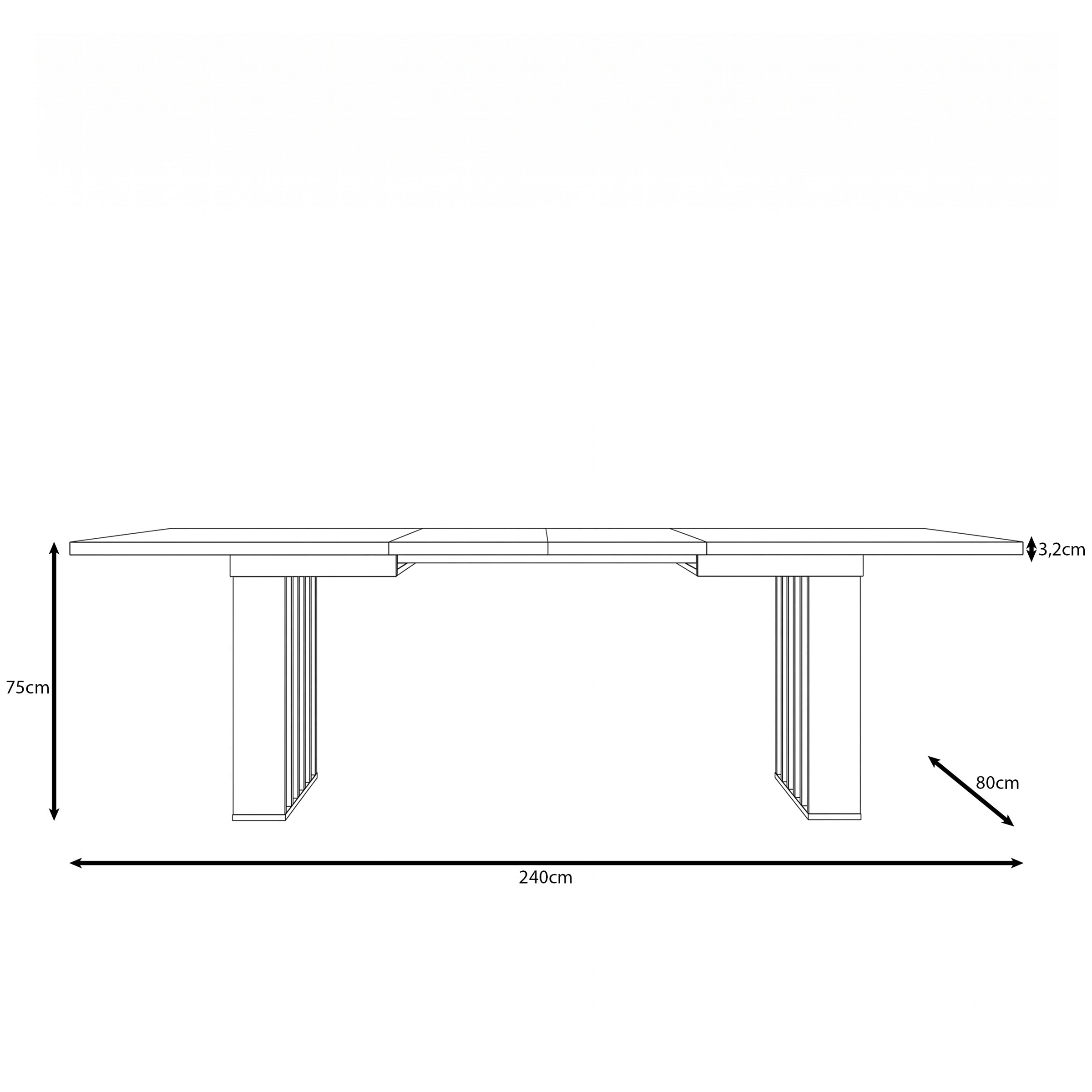 Veyra - Eetkamertafel - Uitschuifbaar - Wit marmerpatroon - 160-240x80x75 cm
