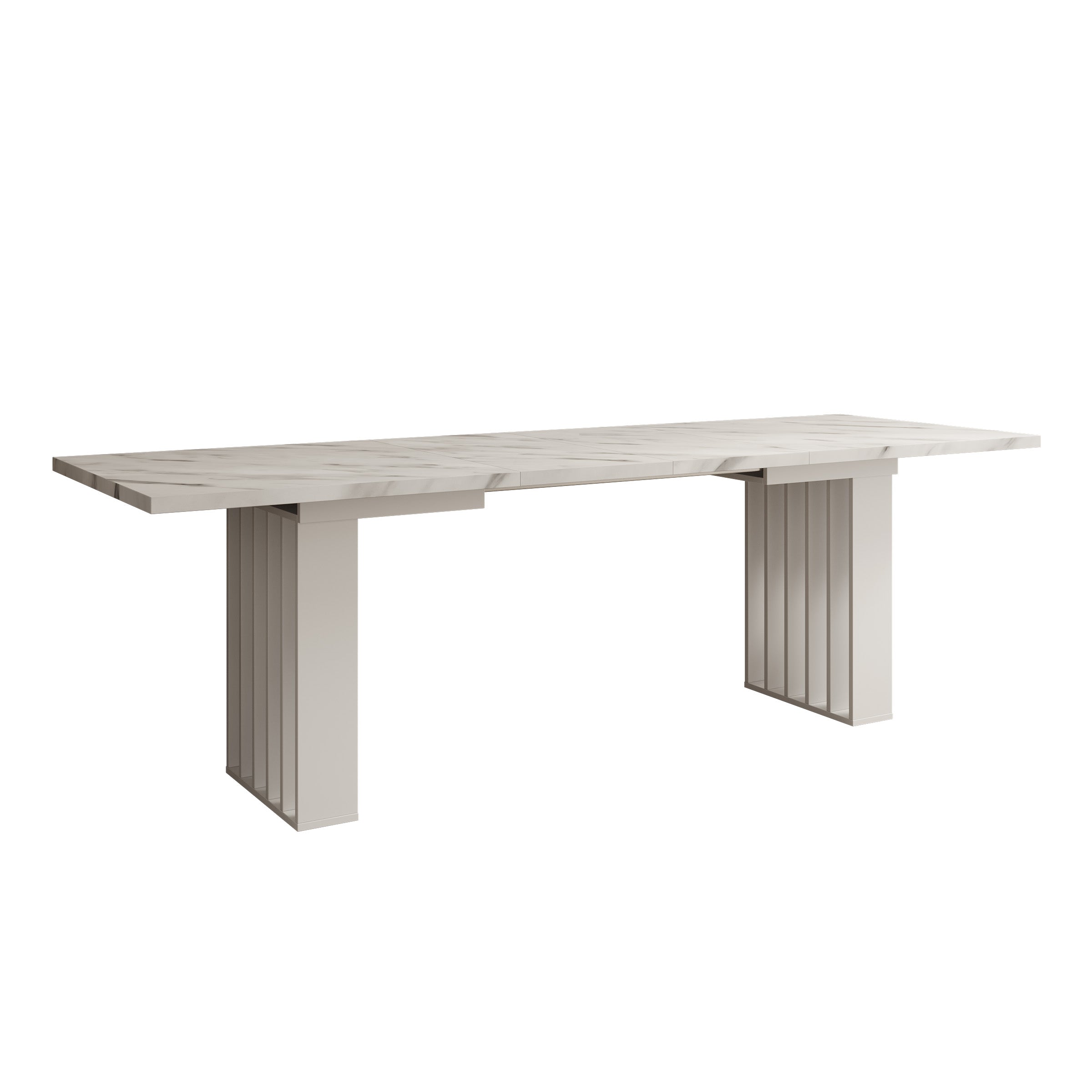 Veyra - Eetkamertafel - Uitschuifbaar - Wit marmerpatroon - 160-240x80x75 cm